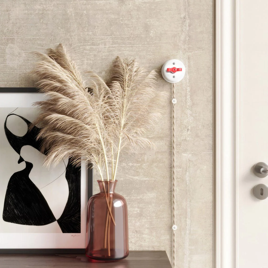 Switch/Two-way switch in white porcelain with butterfly nut - Image 17