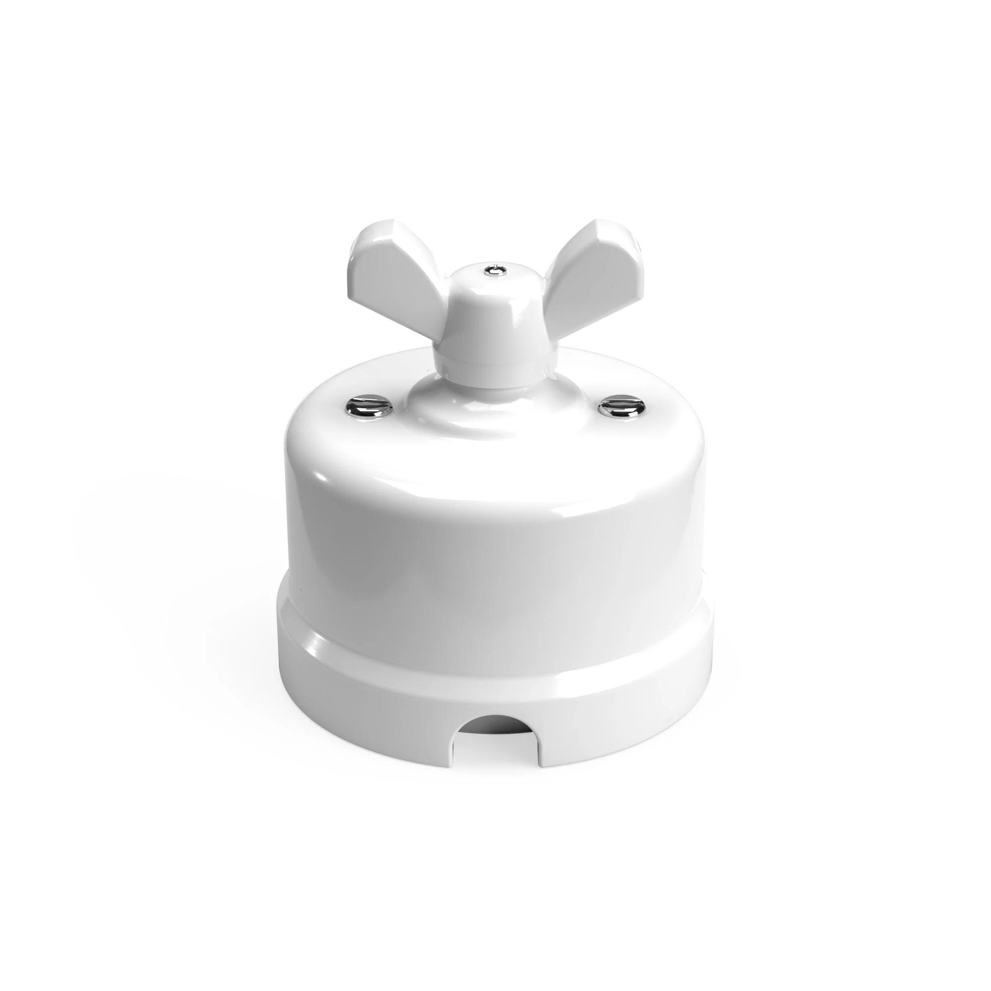 Switch/Two-way switch in white porcelain with butterfly nut - Image 2
