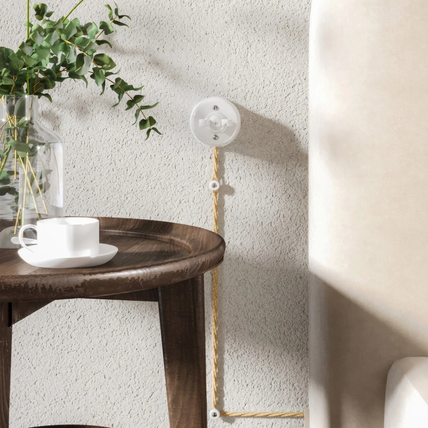 Switch/Two-way switch in white porcelain with butterfly nut - Image 4