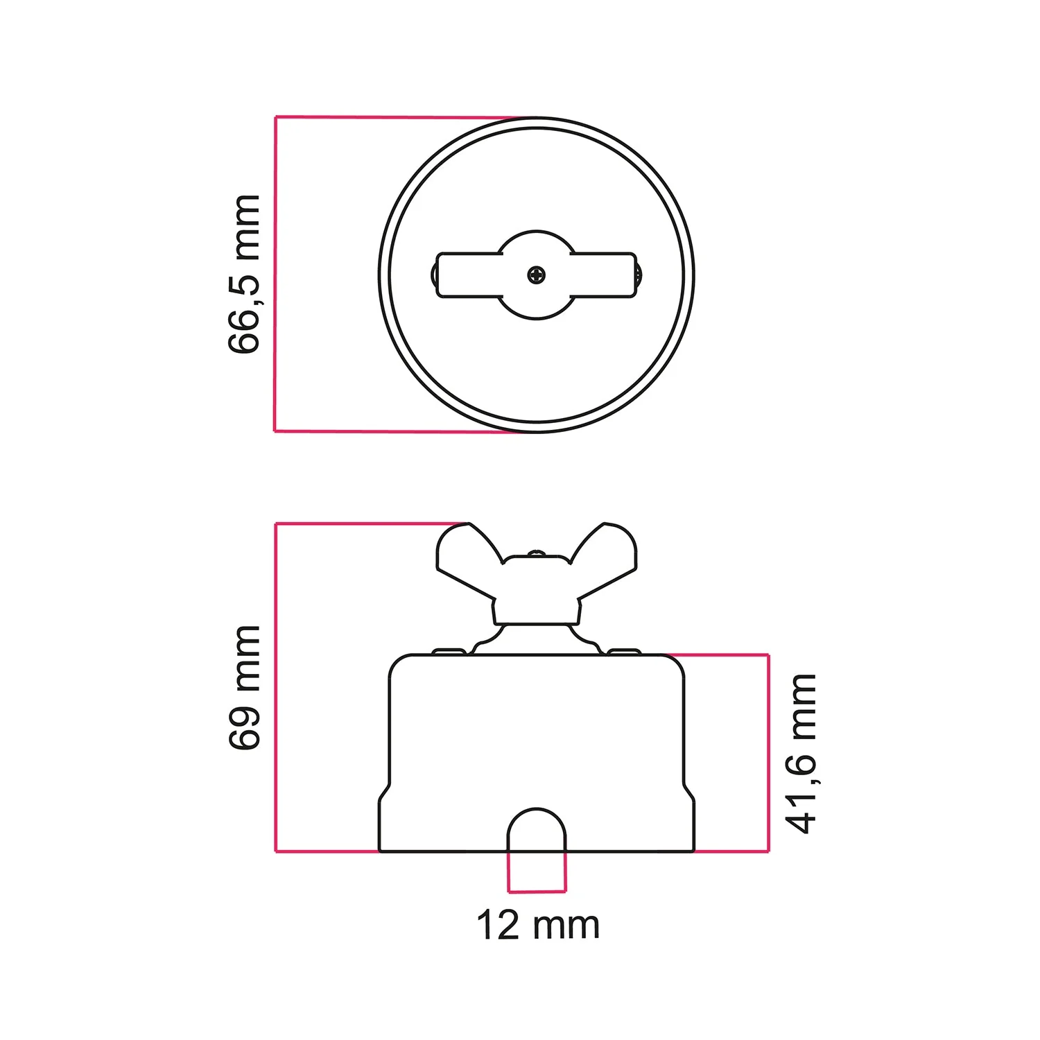 Switch/Two-way switch in white porcelain with butterfly nut - Image 7