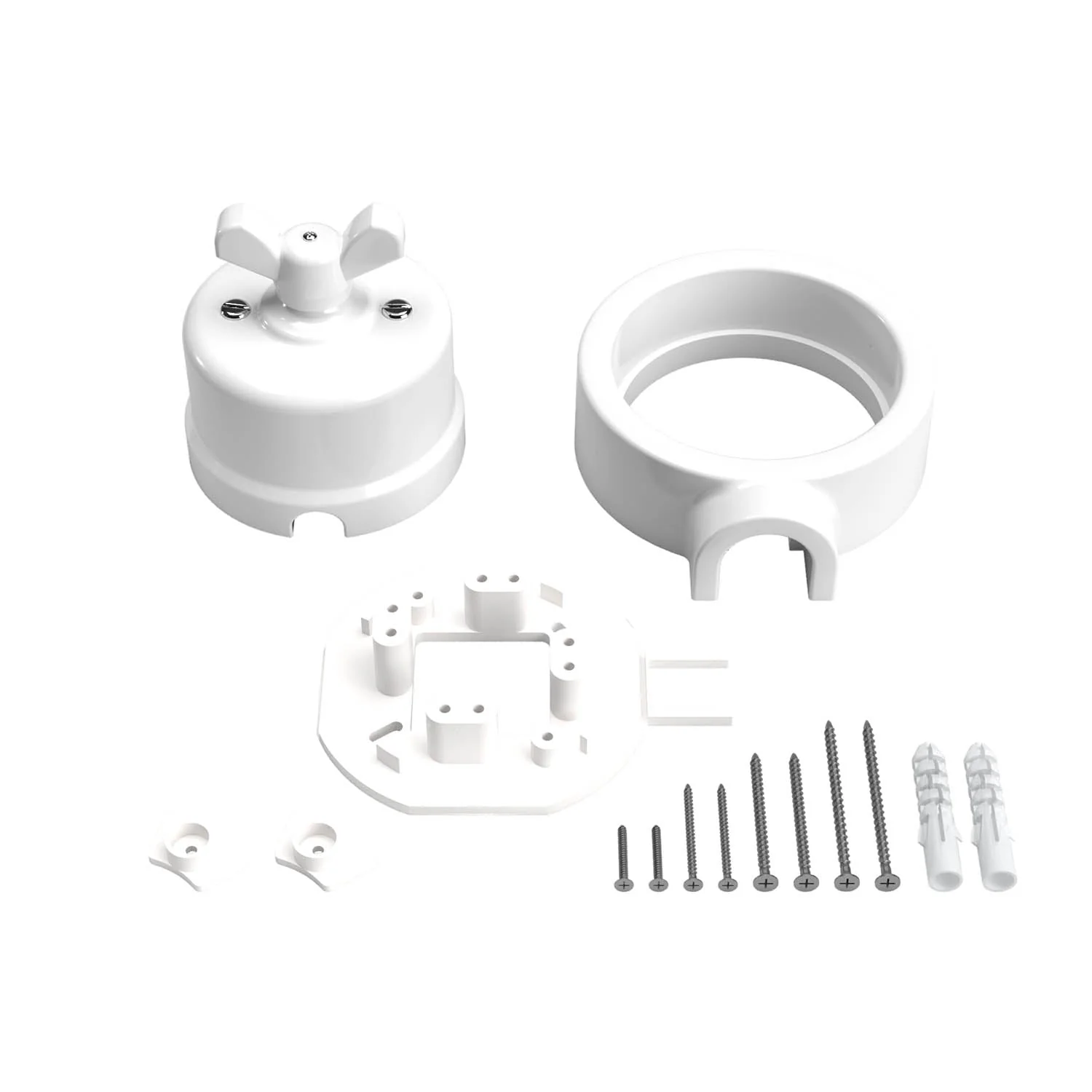 Switch/diverter kit with butterfly nut and base for Creative-Tubes in white porcelain - Image 3