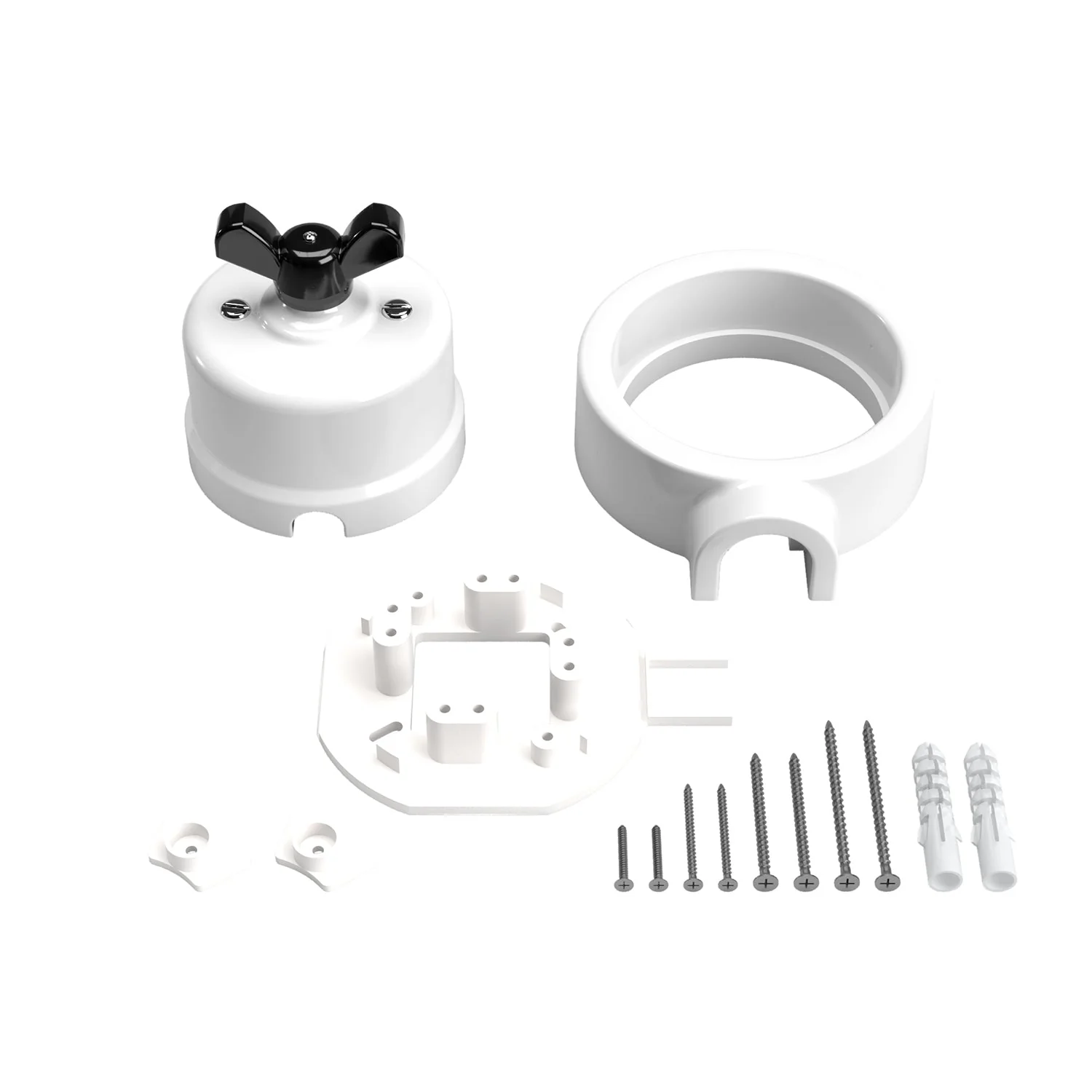 Switch/diverter kit with butterfly nut and base for Creative-Tubes in white porcelain - Image 31