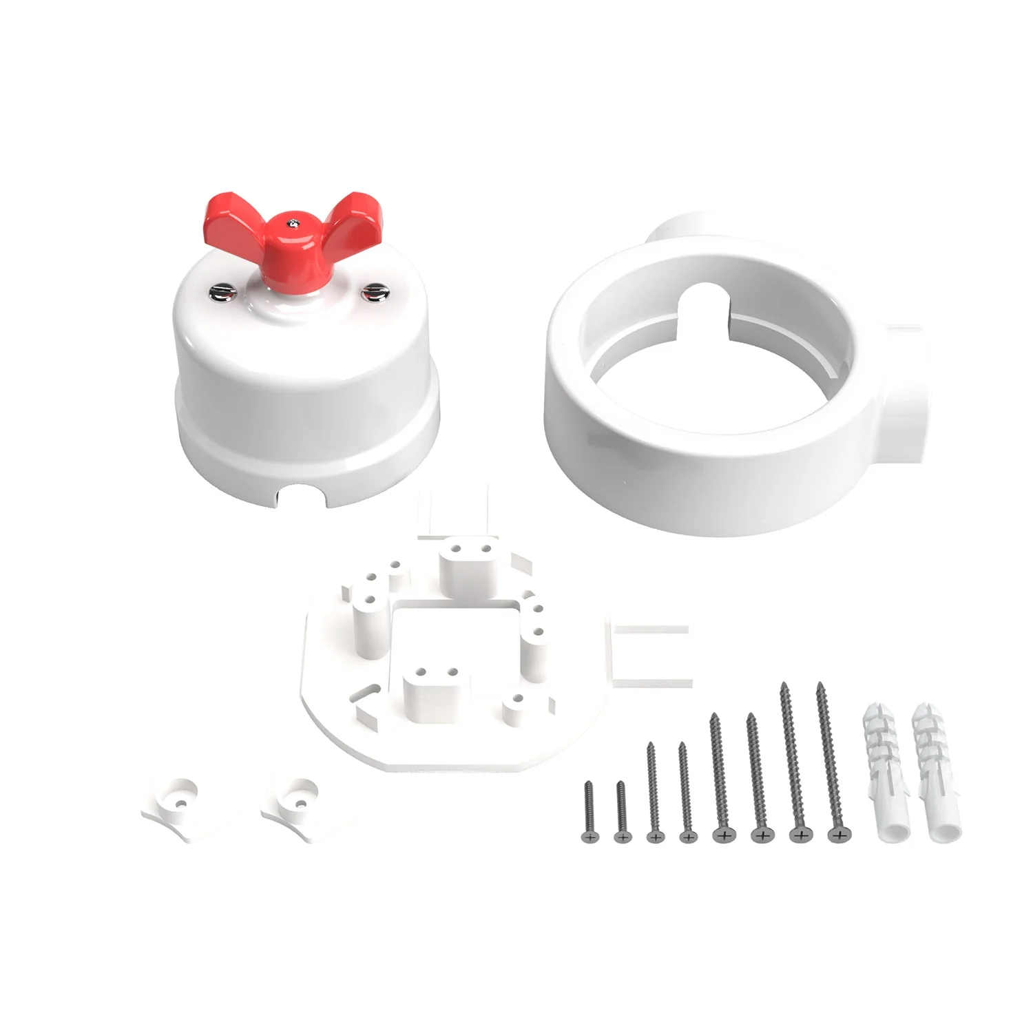 Switch/diverter kit with butterfly nut and base for Creative-Tubes in white porcelain - Image 56