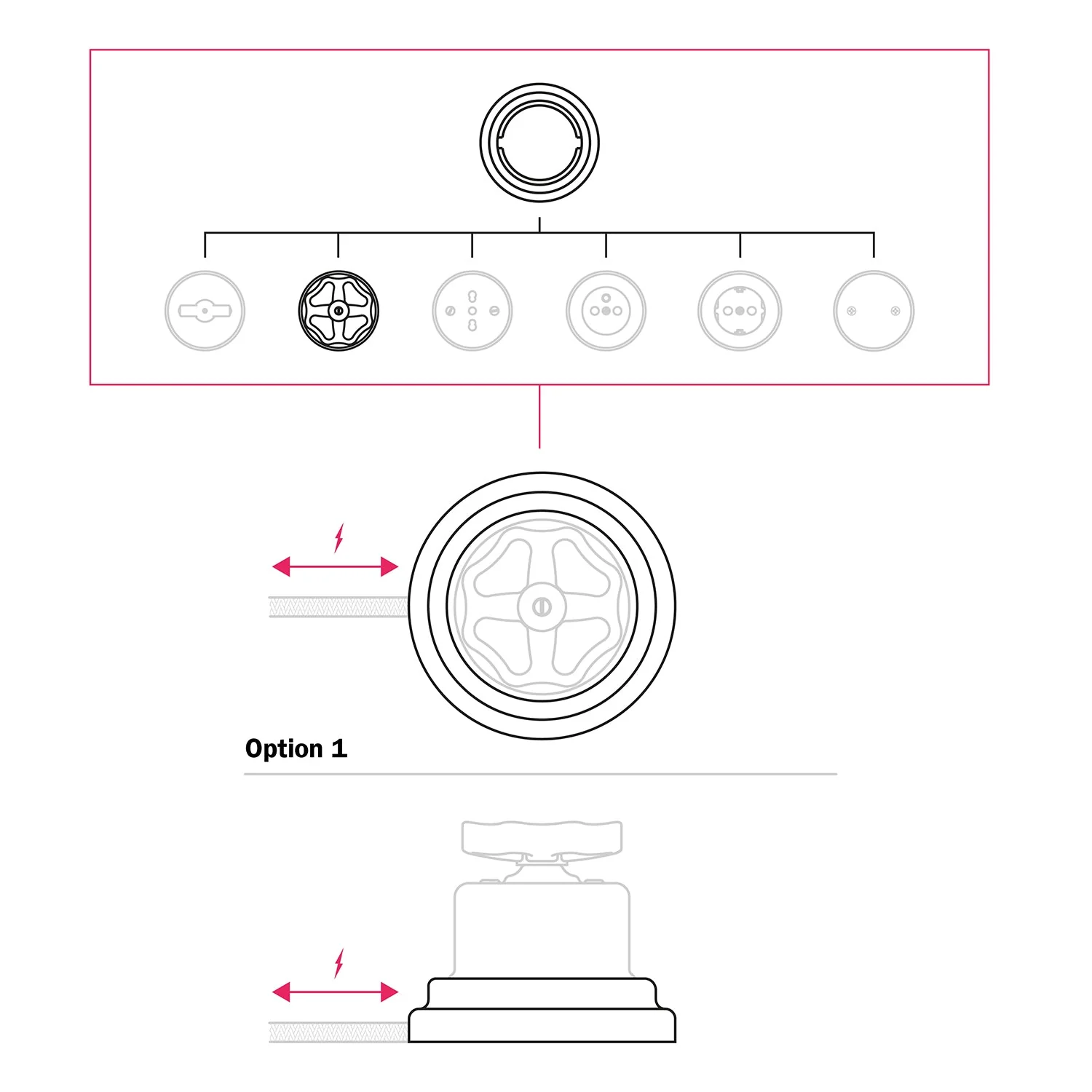Switch/diverter kit with knob and white porcelain base - Image 7