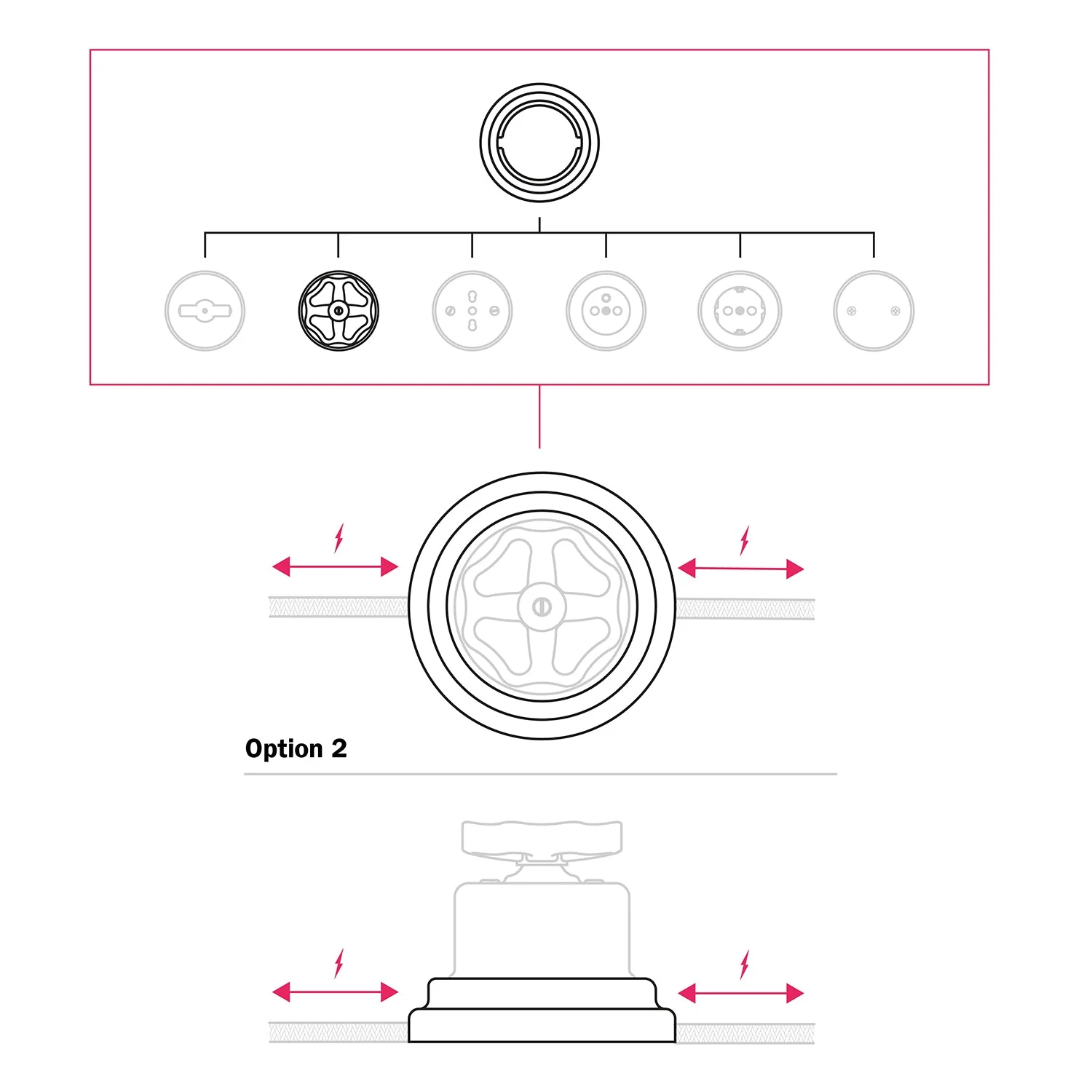 Switch/deviator kit with black porcelain knob and base - Image 8