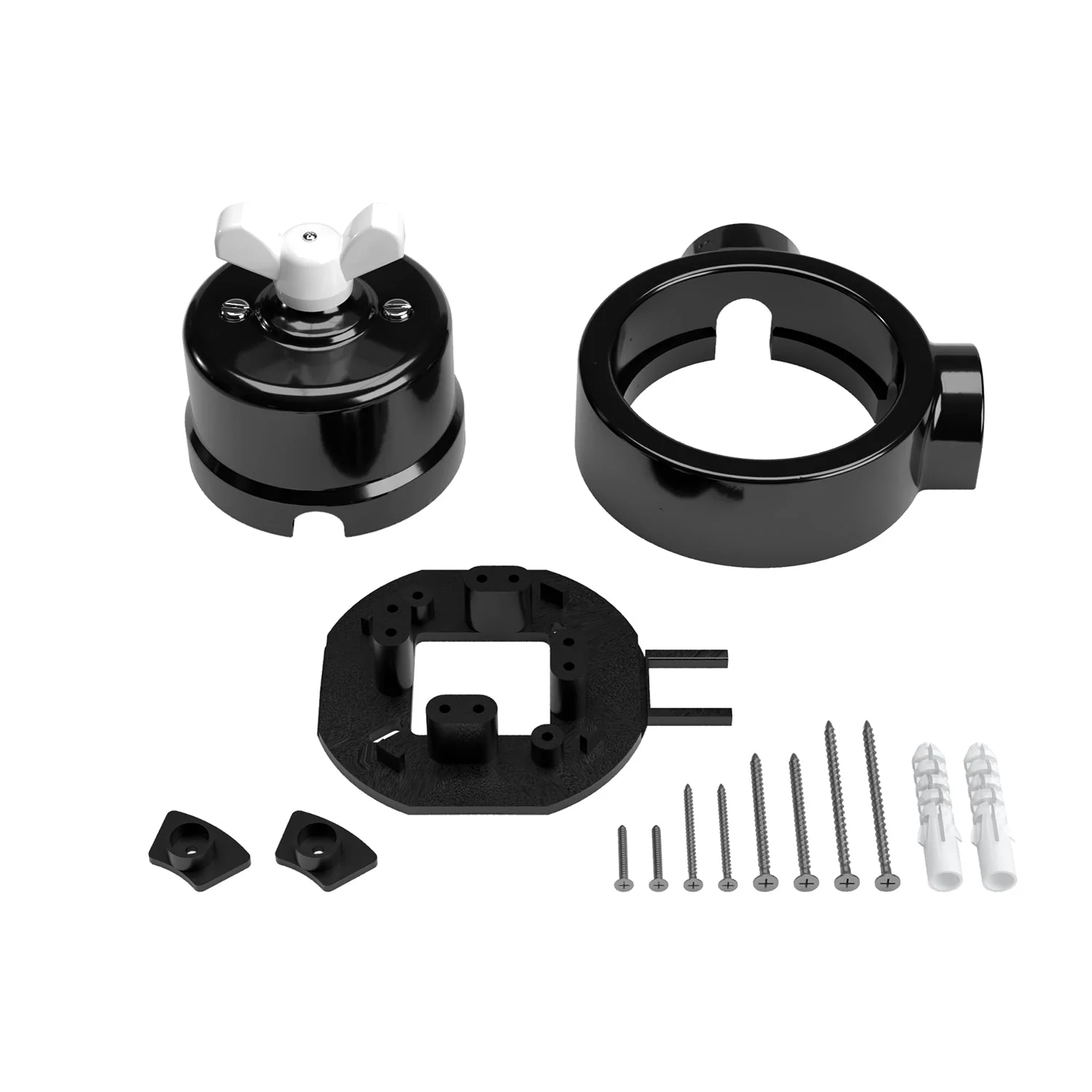 Switch/diverter kit with butterfly nut and base for Creative-Tubes in black porcelain - Image 10