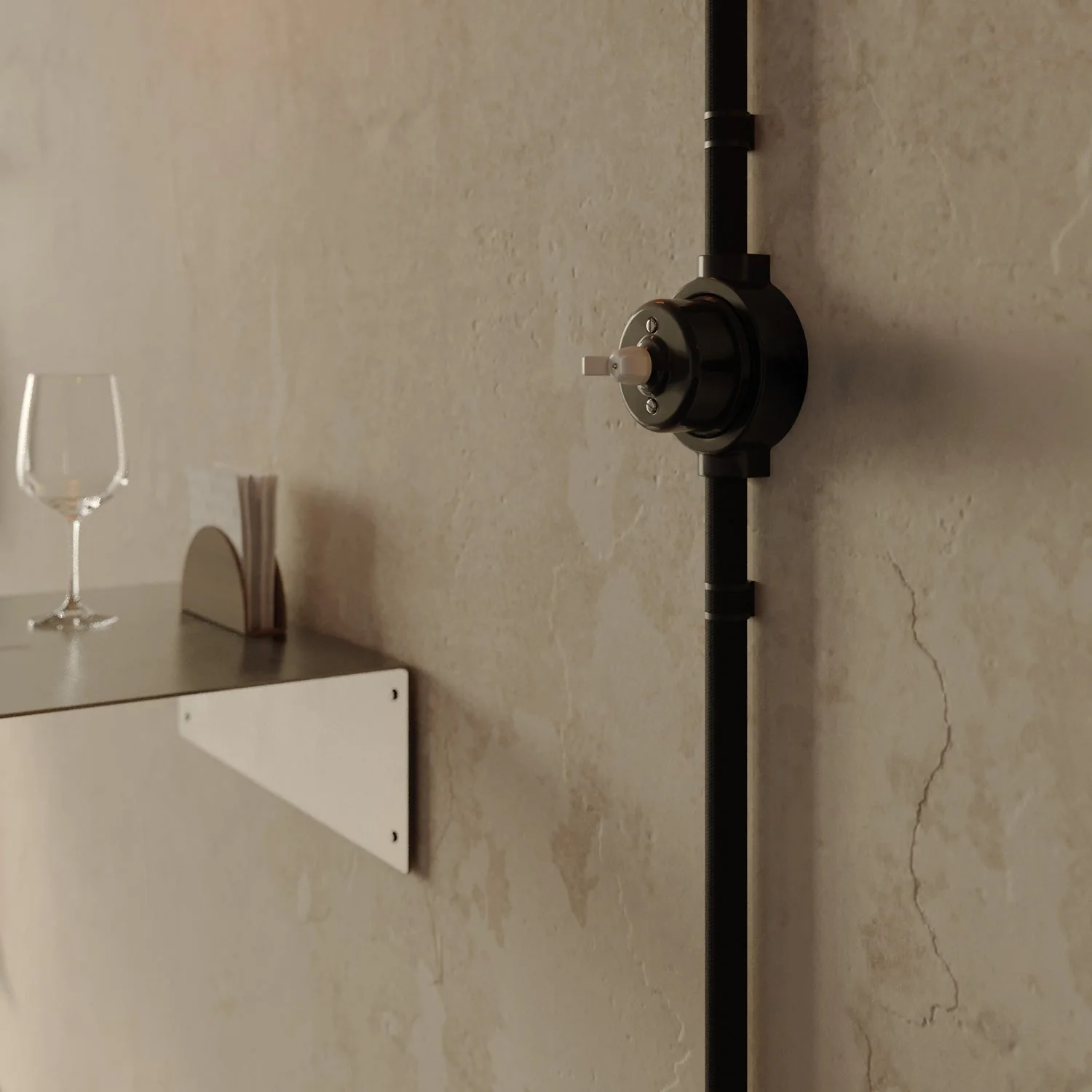 Switch/diverter kit with butterfly nut and base for Creative-Tubes in black porcelain - Image 18
