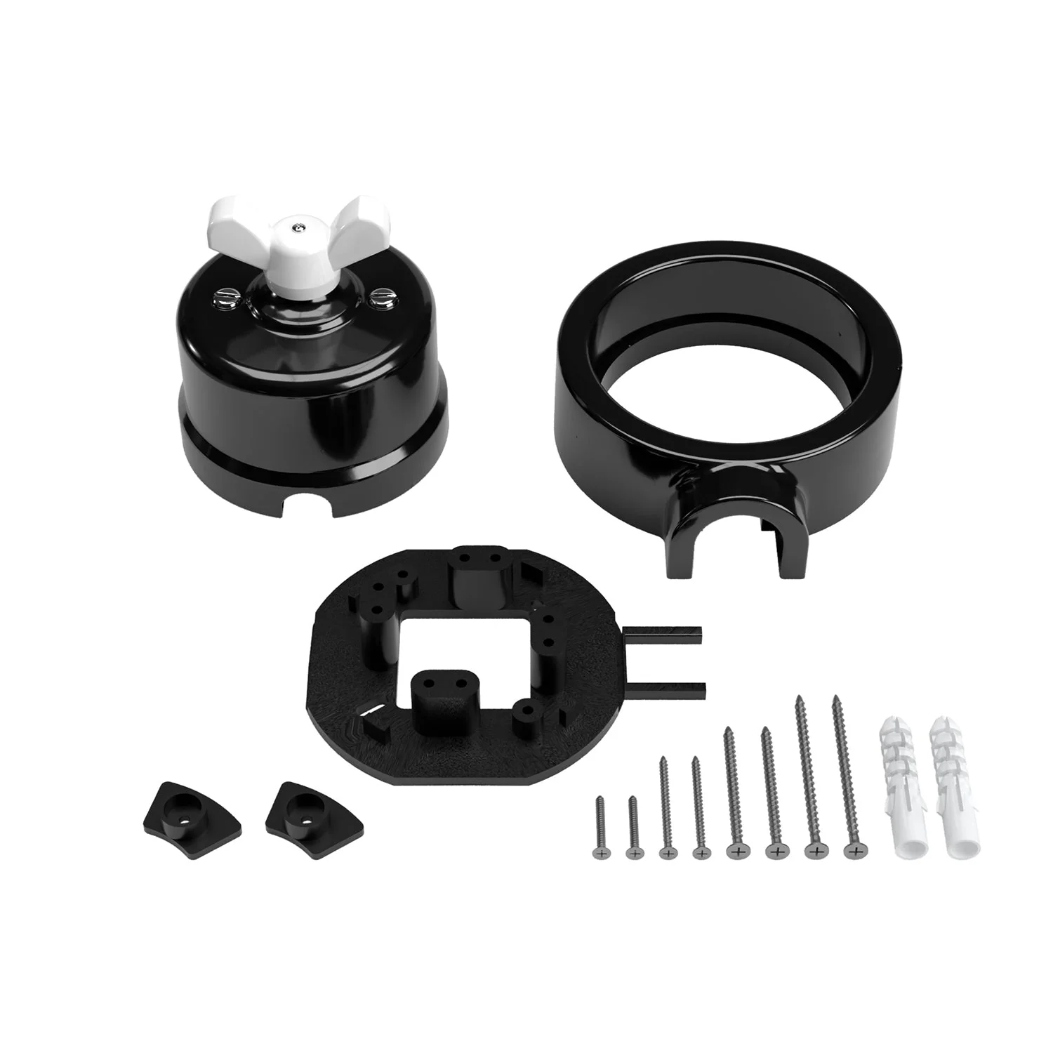 Switch/diverter kit with butterfly nut and base for Creative-Tubes in black porcelain - Image 3