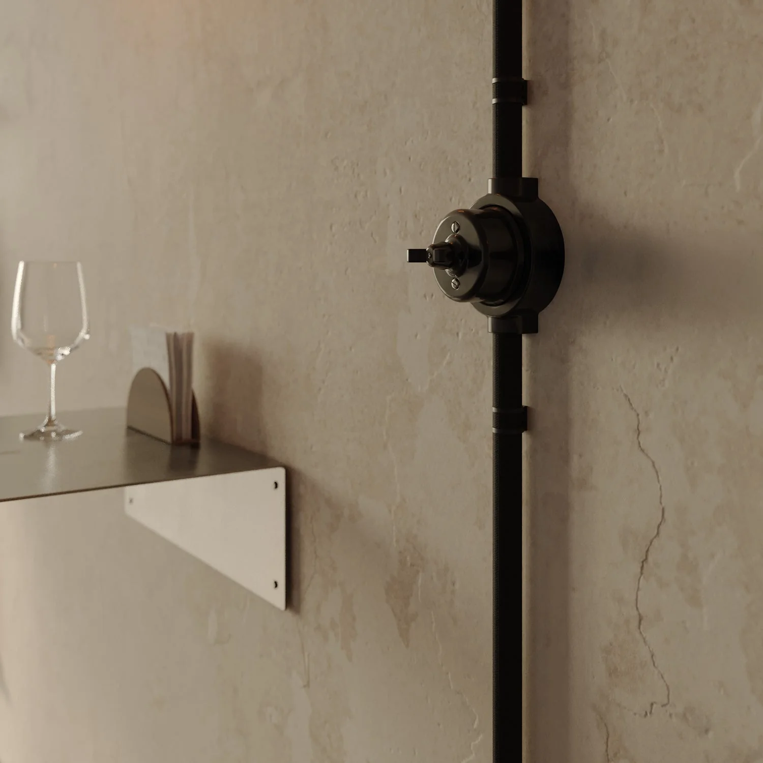 Switch/diverter kit with butterfly nut and base for Creative-Tubes in black porcelain - Image 42