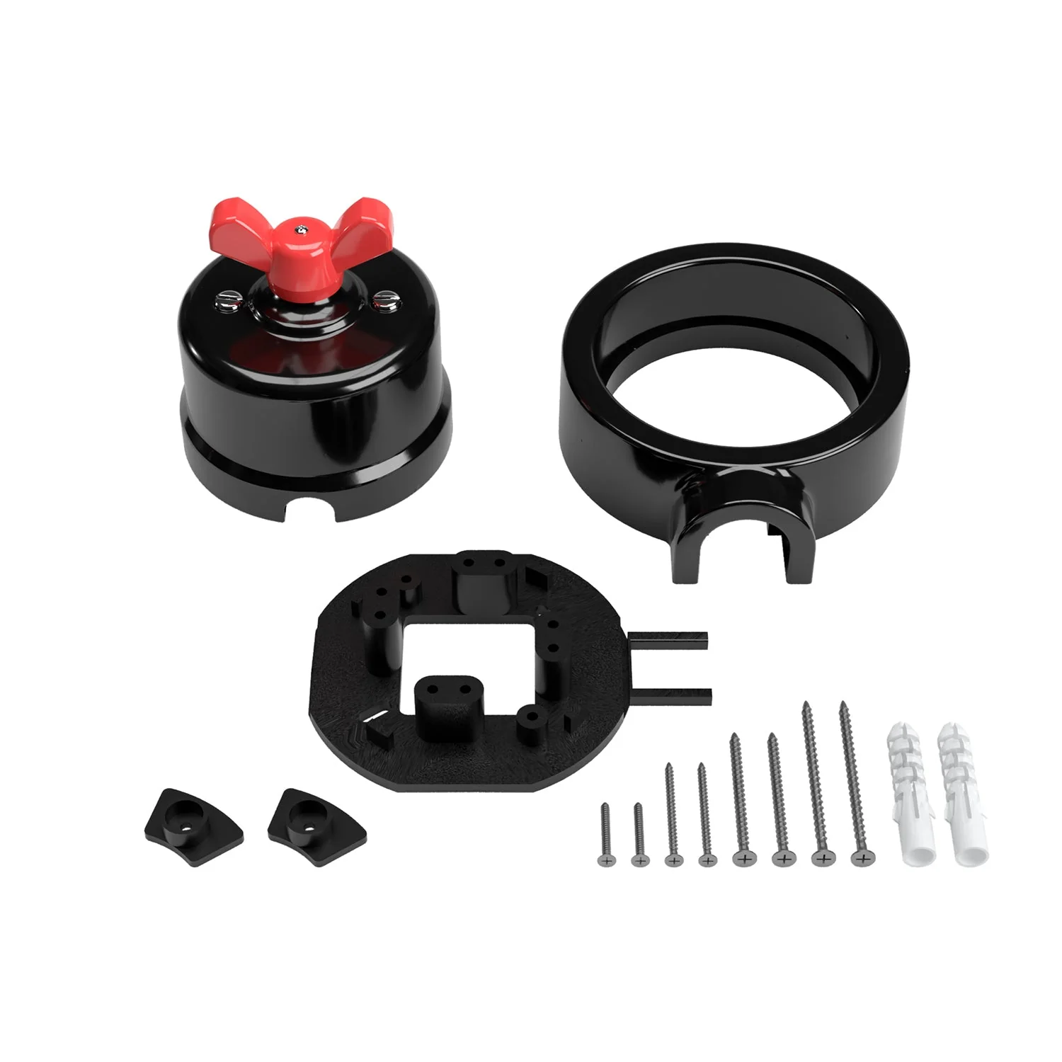Switch/diverter kit with butterfly nut and base for Creative-Tubes in black porcelain - Image 51