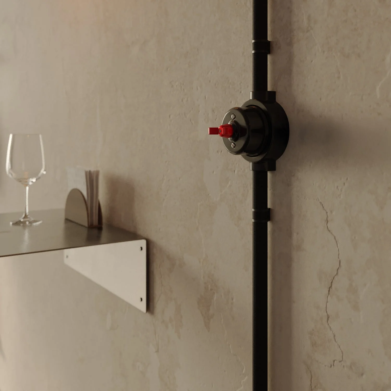 Switch/diverter kit with butterfly nut and base for Creative-Tubes in black porcelain - Image 62