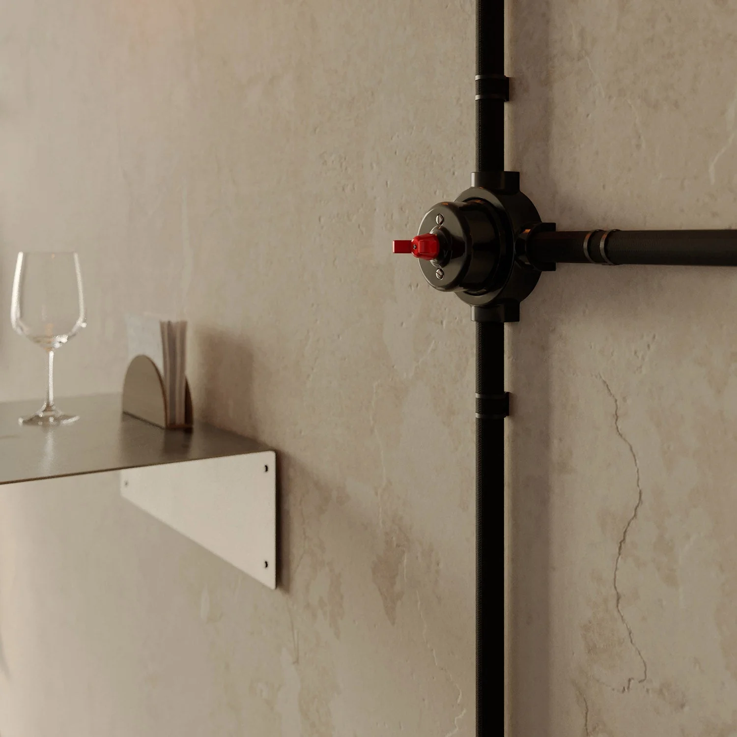 Switch/diverter kit with butterfly nut and base for Creative-Tubes in black porcelain - Image 67