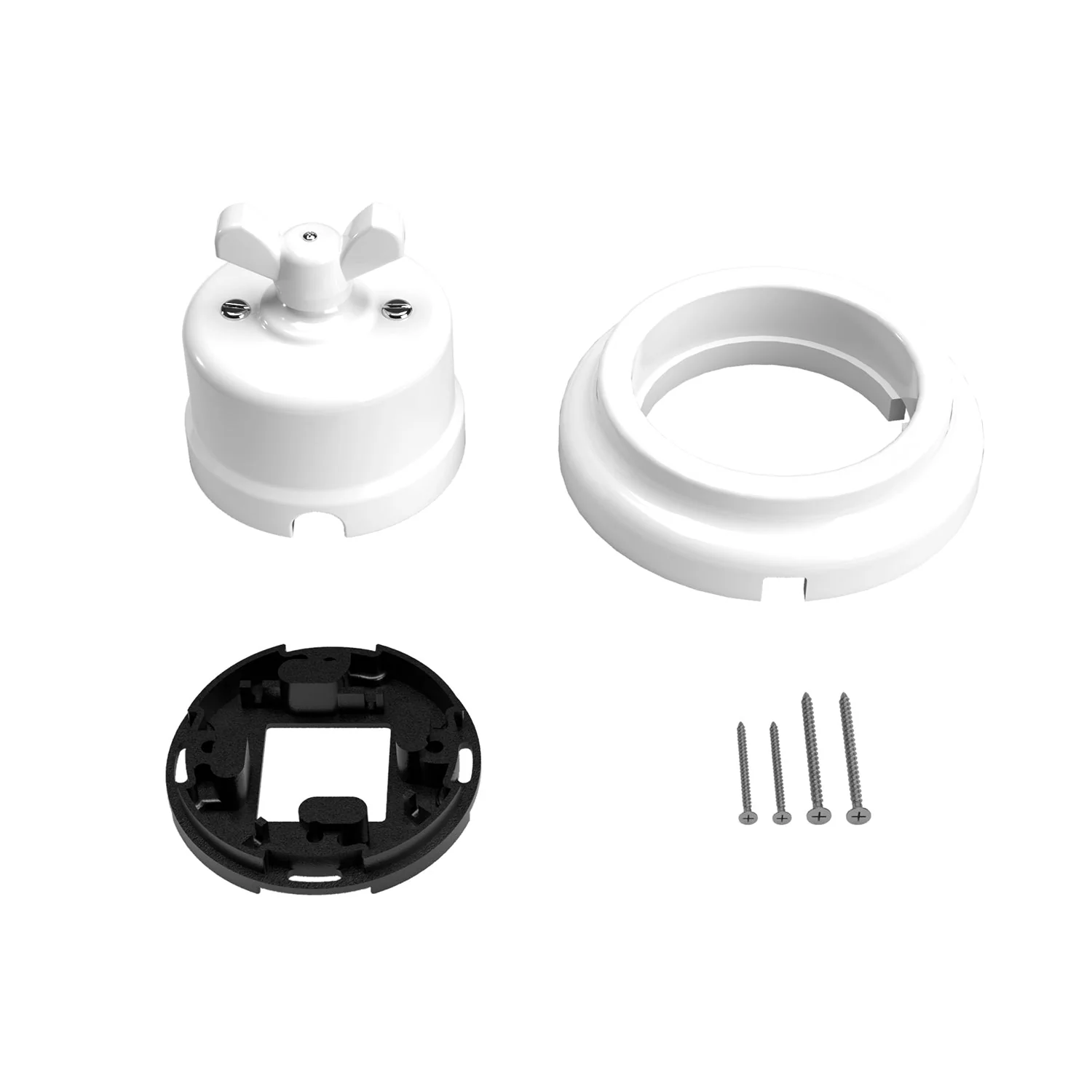 Switch/diverter kit with butterfly nut and white porcelain base - Image 3