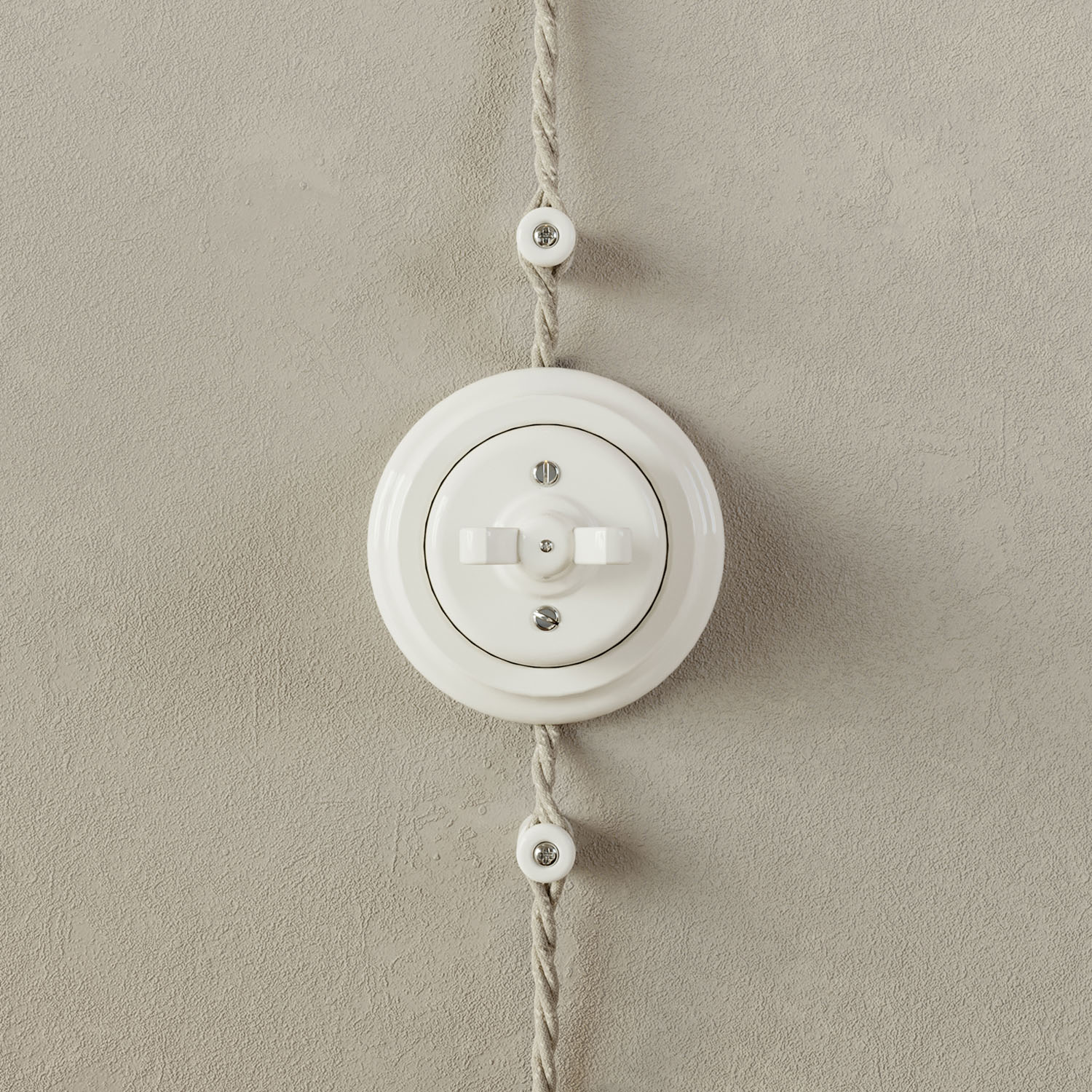 Switch/diverter kit with butterfly nut and white porcelain base - Image 4