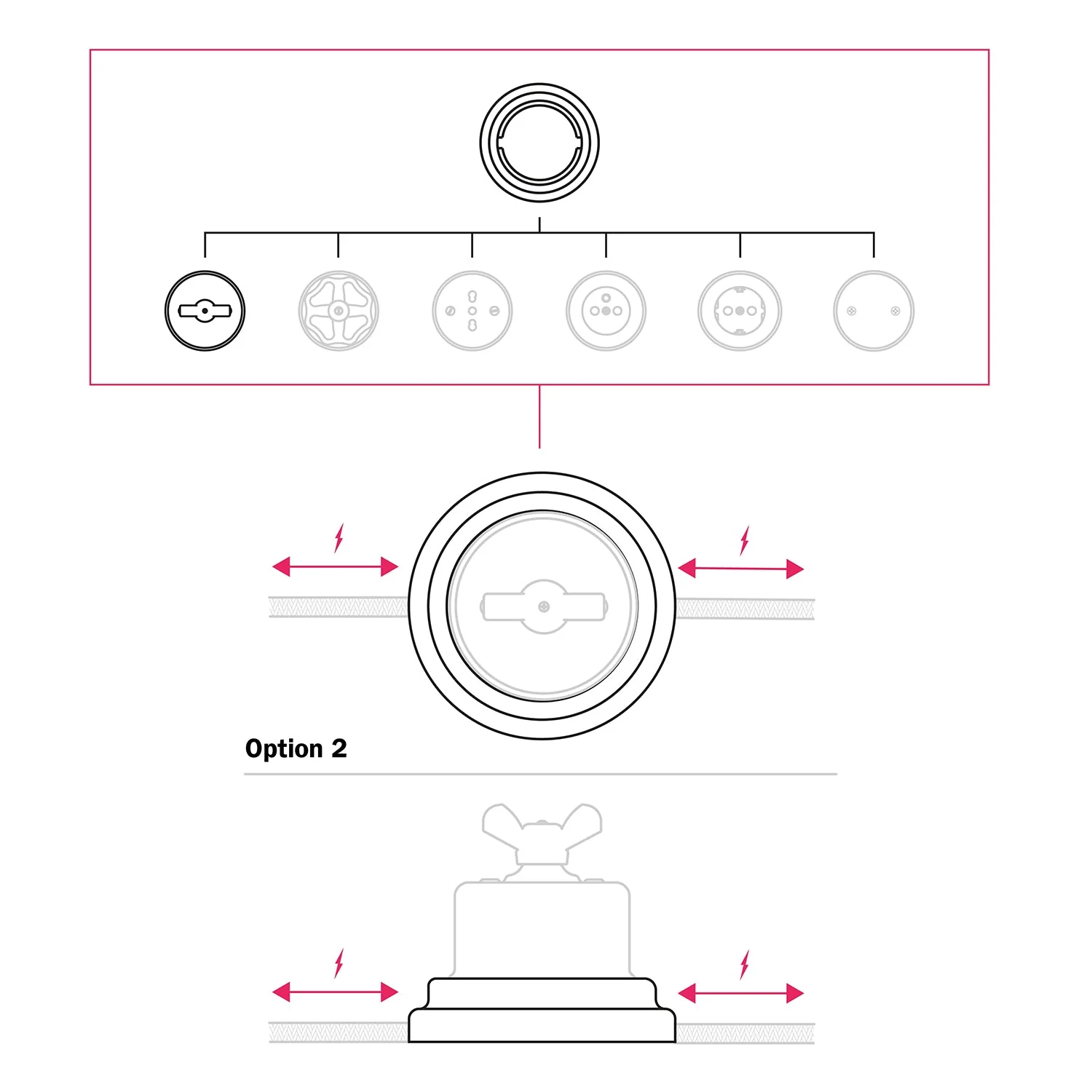 Switch/diverter kit with butterfly nut and white porcelain base - Image 8