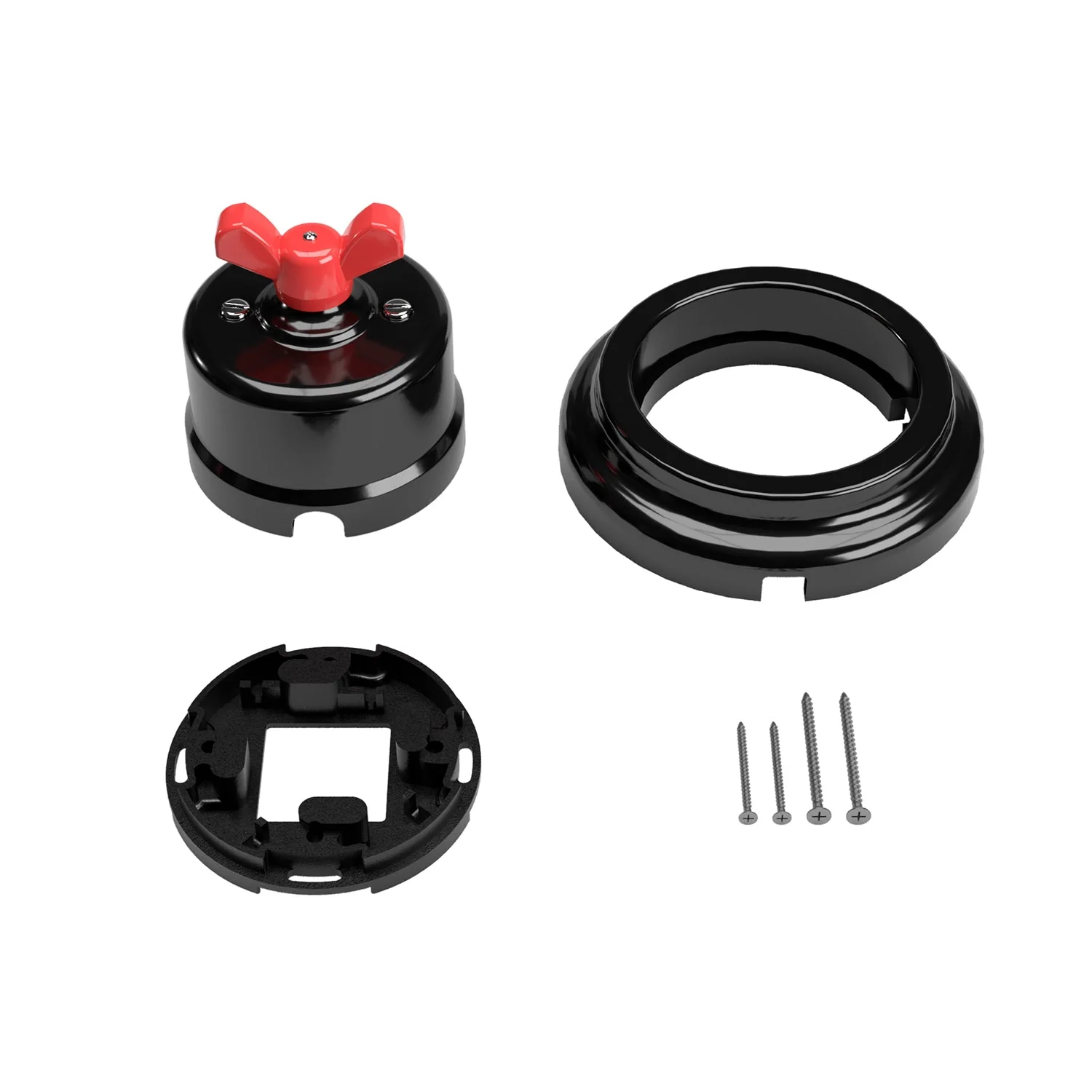 Switch/diverter kit with butterfly nut and black porcelain base - Image 16