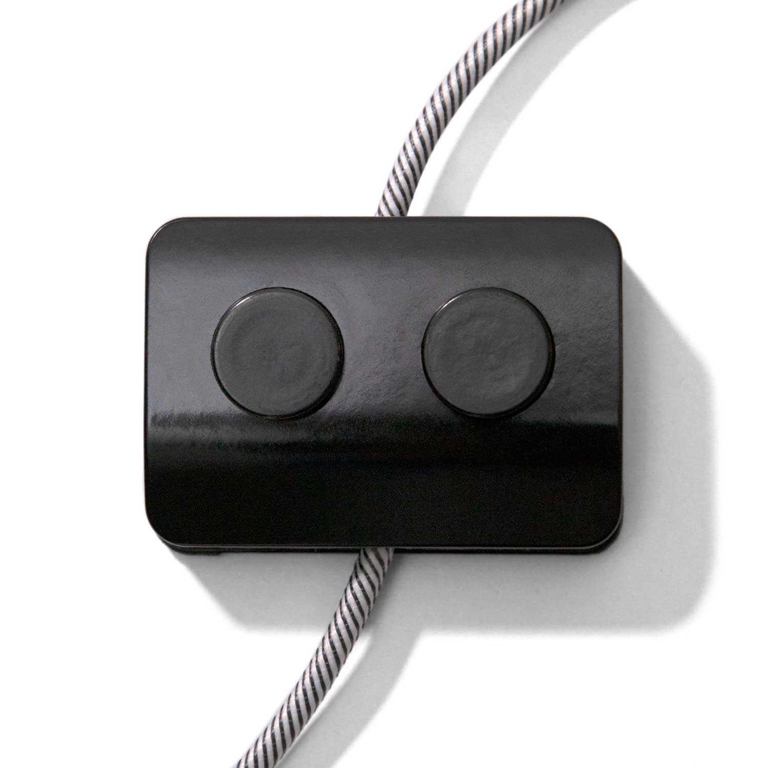 Black Unipolar Switch with double foot-operated on/off - Design by Achille Castiglioni
