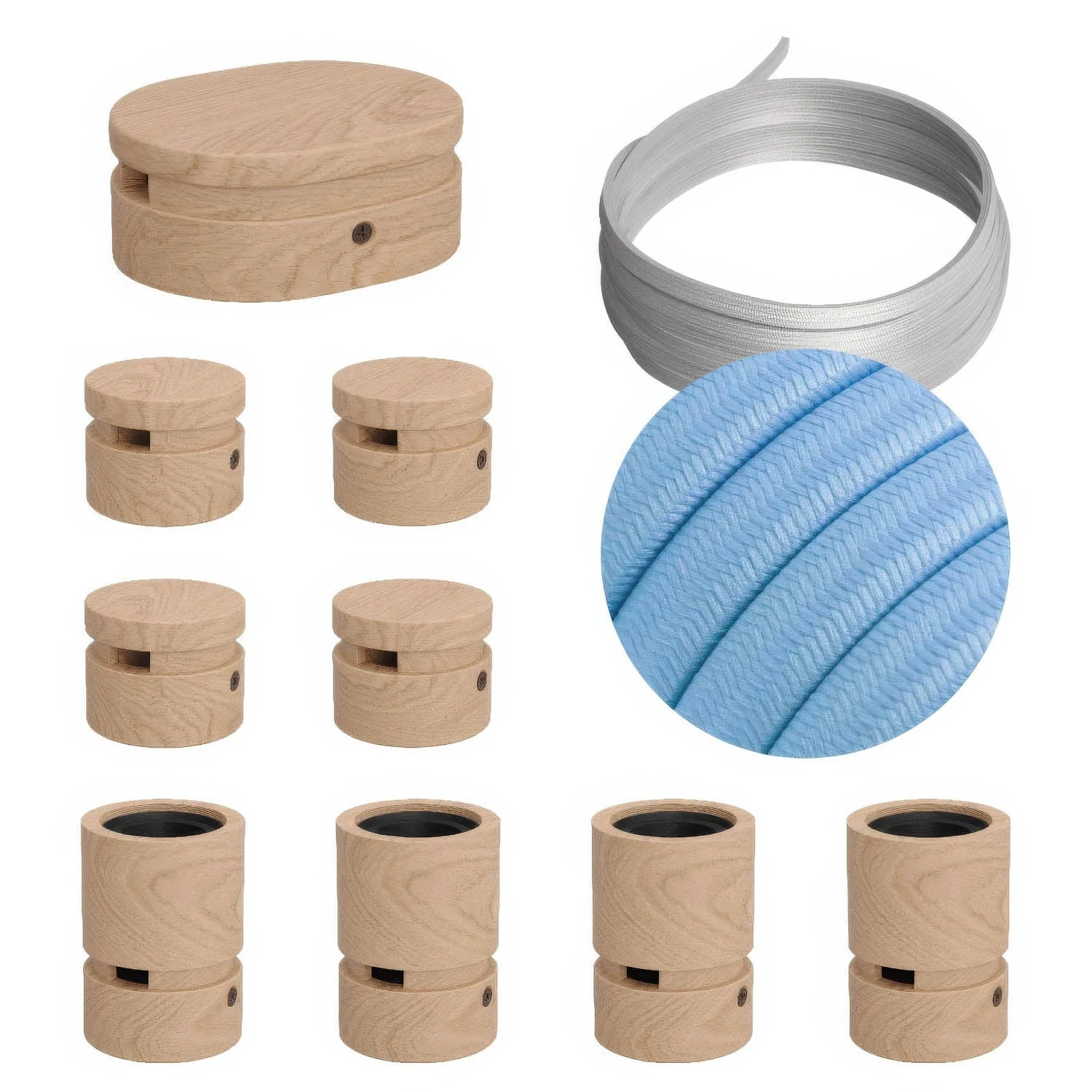 Filé Symmetric Kit system - with 5 m CM17 cable for string light and 9 wooden components for interiors