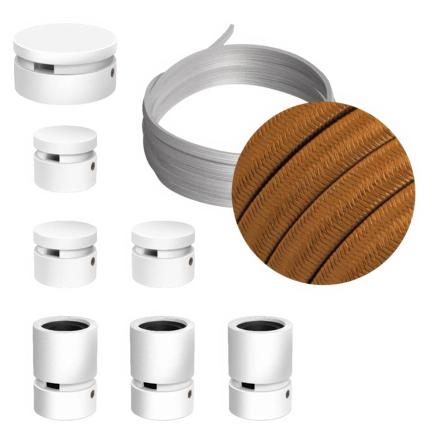 Filé Linear System Kit - with 5m CM22 cable for string light and 7 white painted wooden components for indoor use