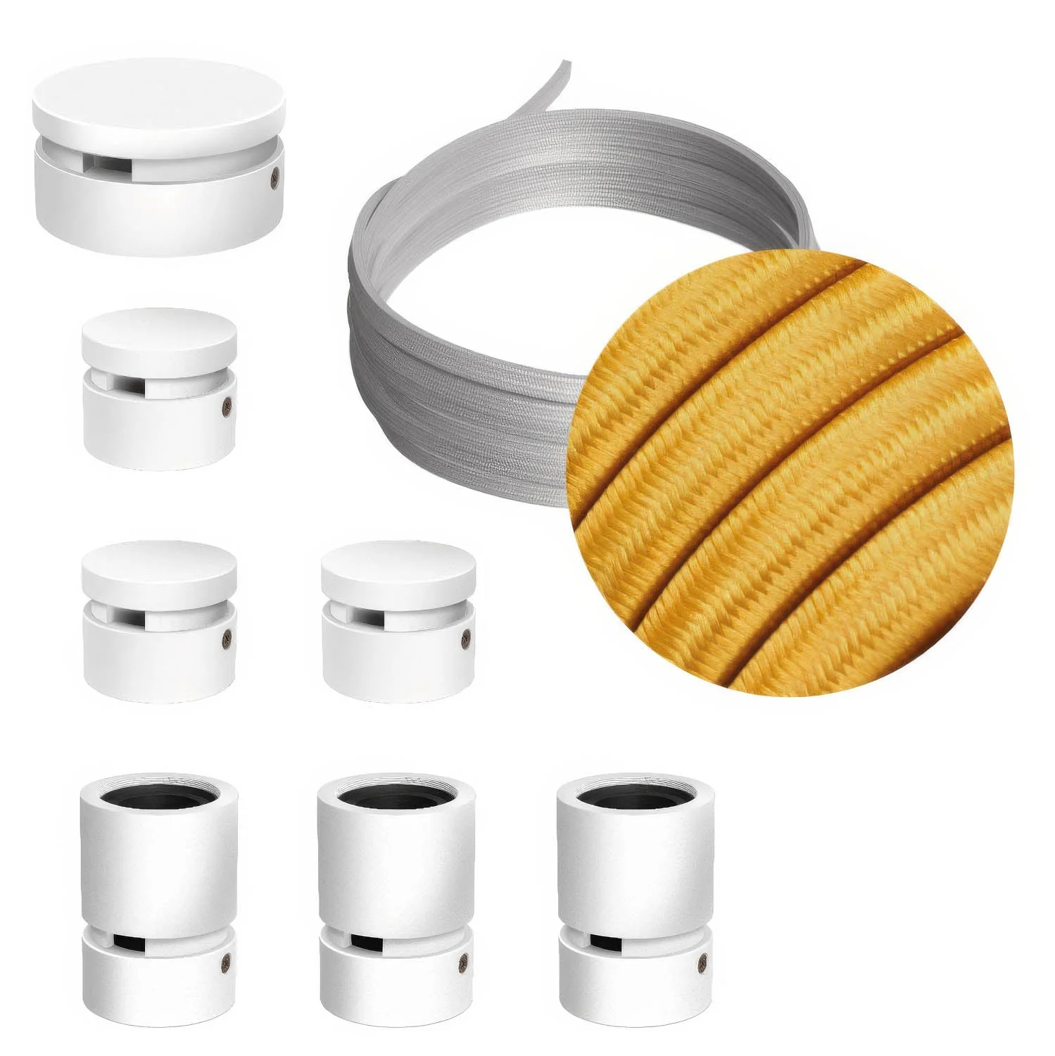 Filé Linear Kit System - with 5 m CM05 cable for string light and 7 white painted wooden components for indoor use