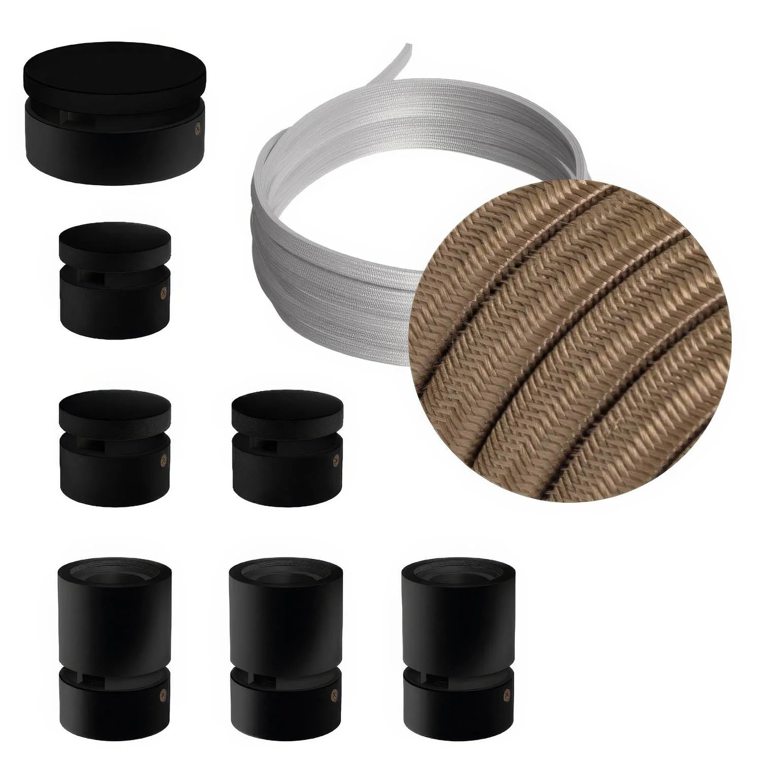Filé Linear Kit System - with 5 m CM27 cable for string light and 7 black painted wooden components for interiors