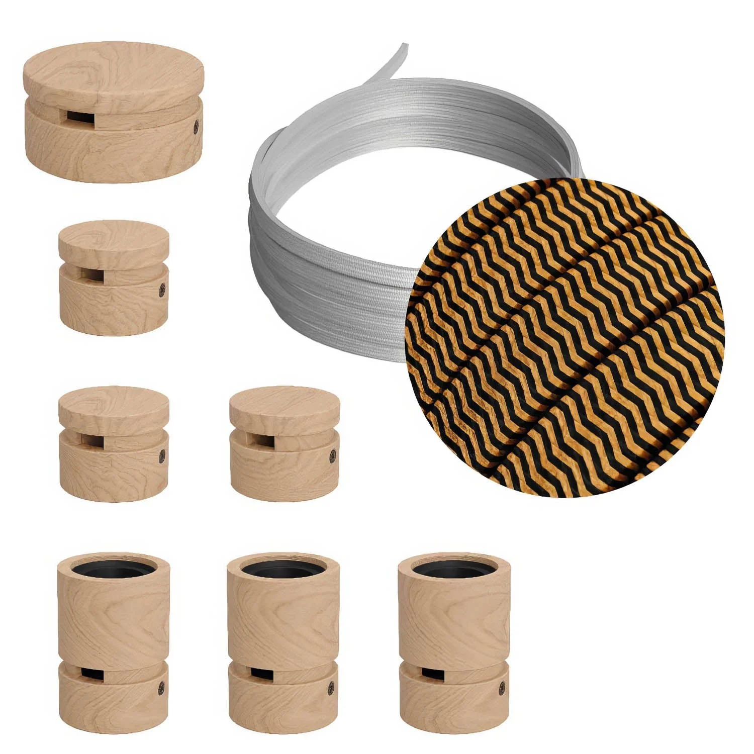 Filé Linear Kit System - with 5 m CZ22 cable for string light and 7 wooden components for interiors