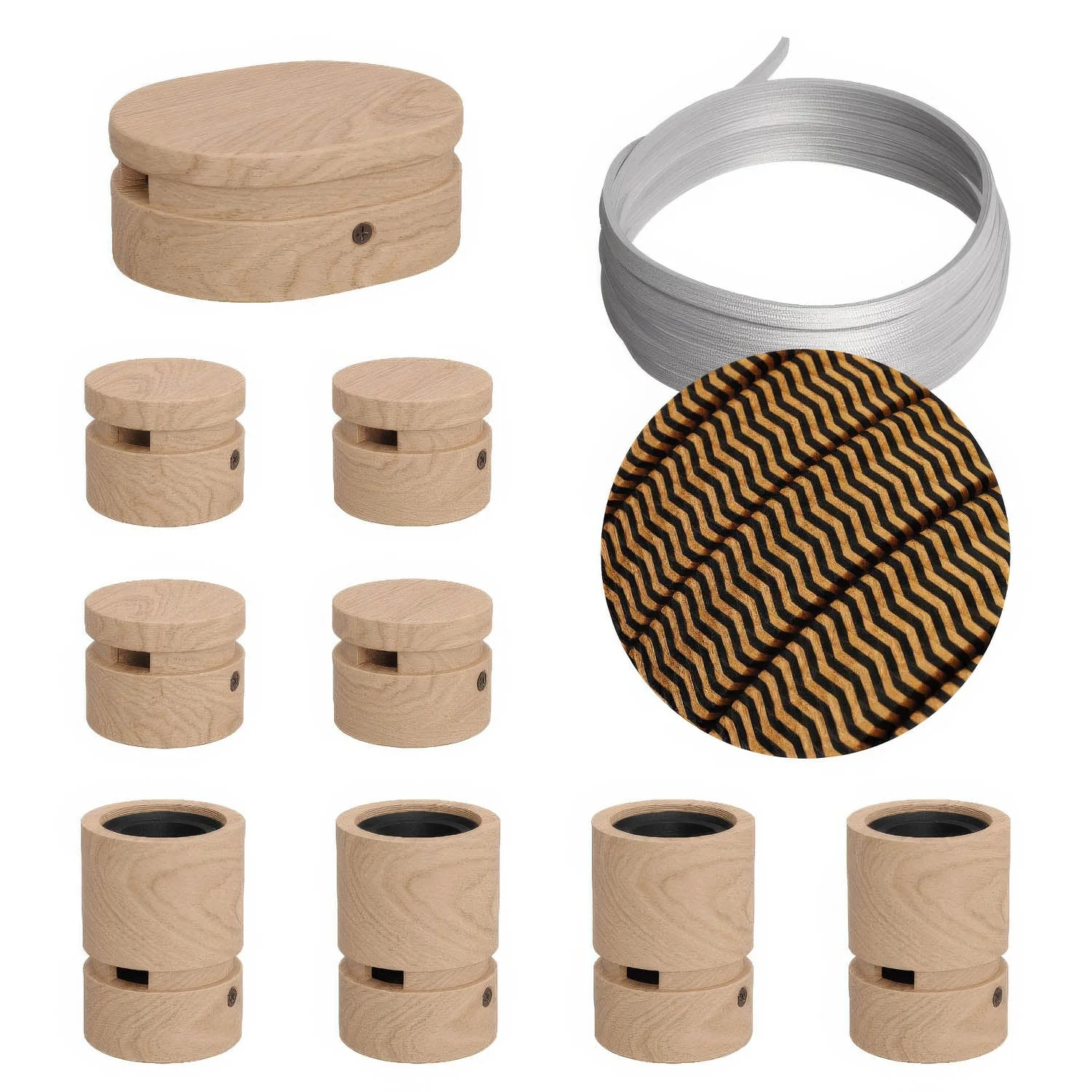 Filé Symmetric System Kit – with 5 m CZ22 cable for string light and 9 wooden components for interiors