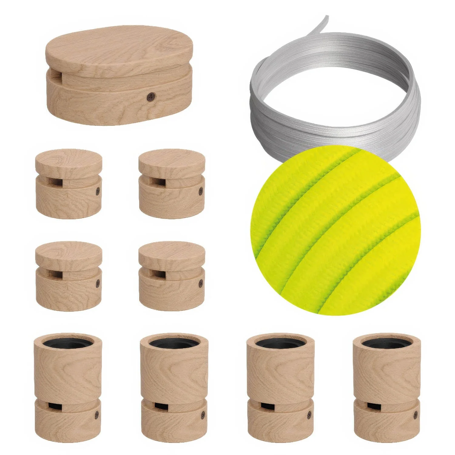 Filé Symmetric Kit system - with 5 m CF10 cable for string light and 9 wooden components for interiors