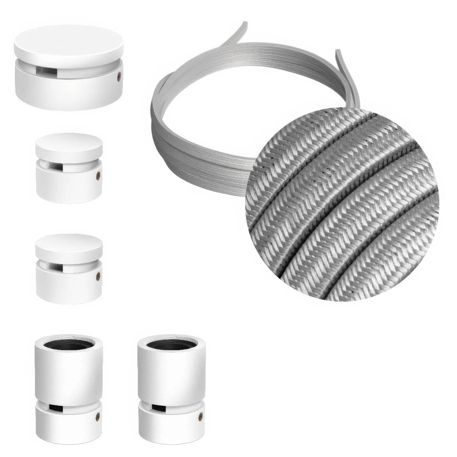 Filé Wiggle Kit System - with 3 m CM02 cable for string light and 5 white painted wooden components for interiors