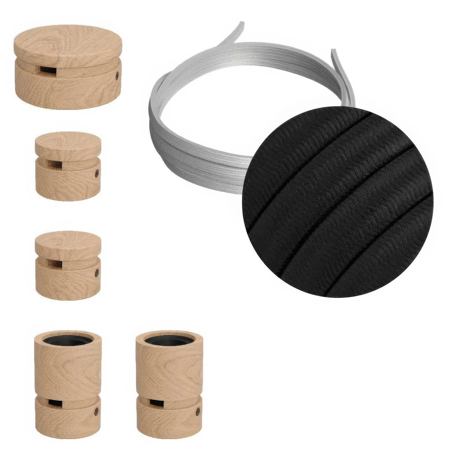 Filé Wiggle Kit System - with 3 m CM04 cable for string light and 5 wooden components for indoor use