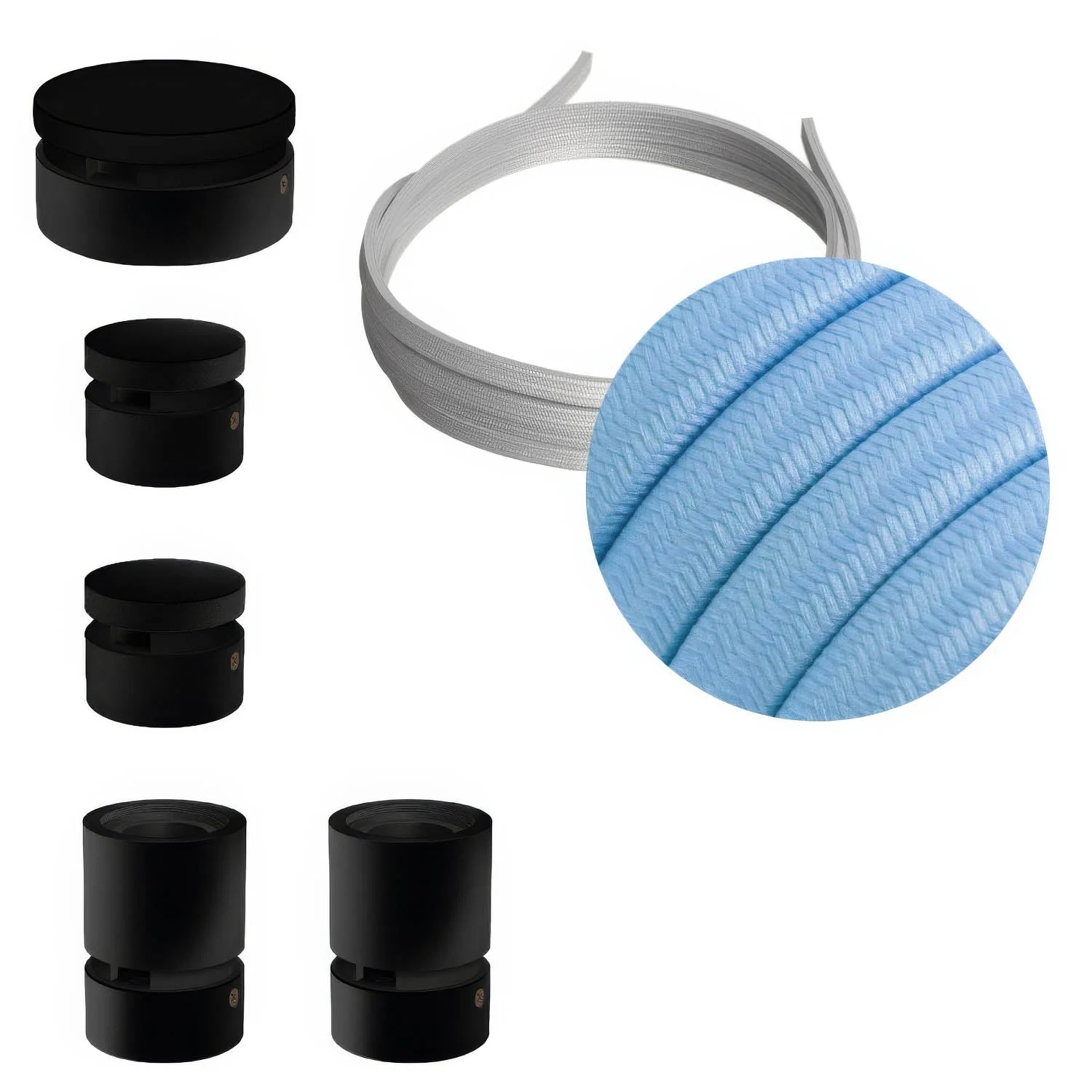 Filé Wiggle String Light Kit - with 3 m CM17 cable for string light and 5 black painted wooden components for indoor use