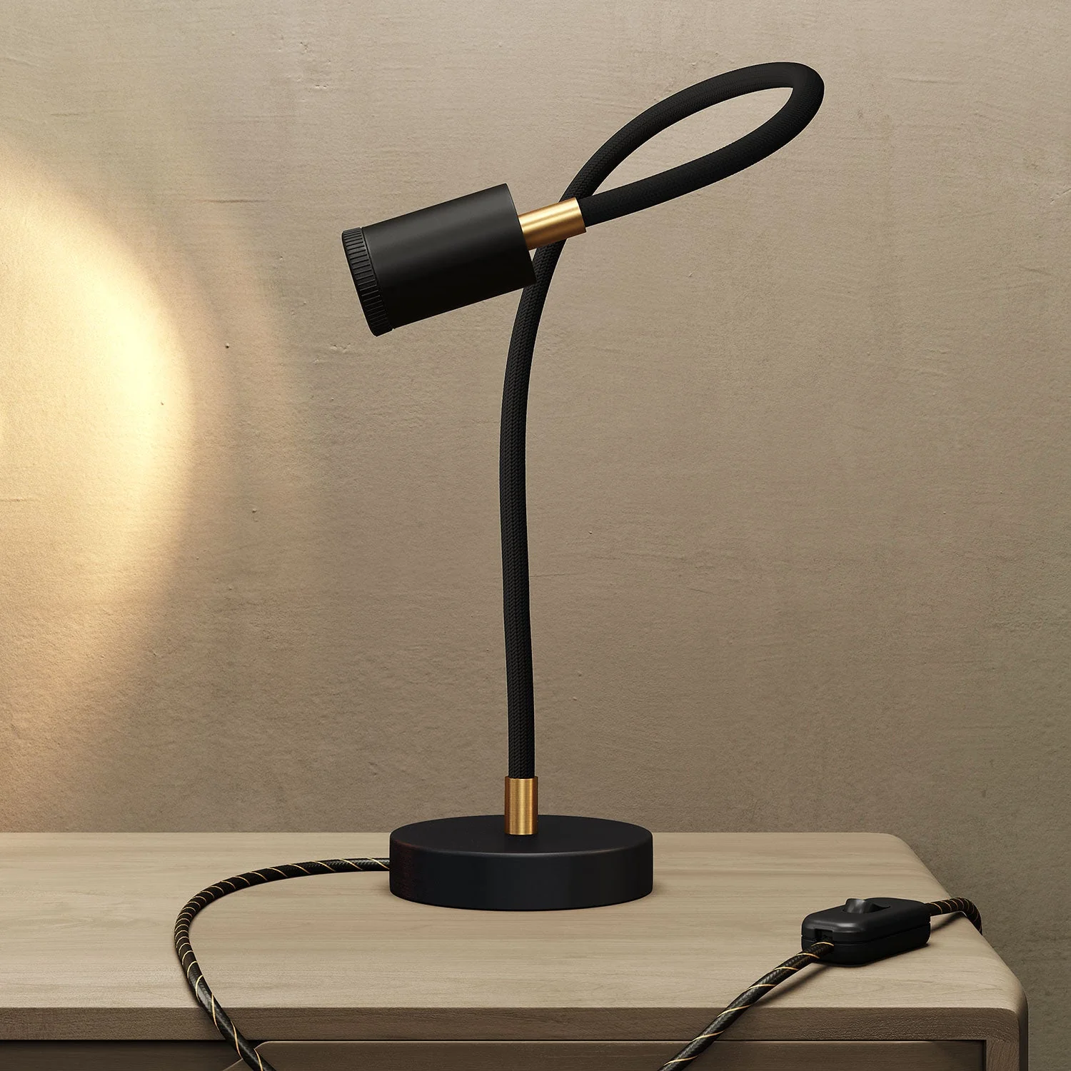 Table Flex GU1d0 adjustable table lamp with mini LED spotlight – Black - Image 2