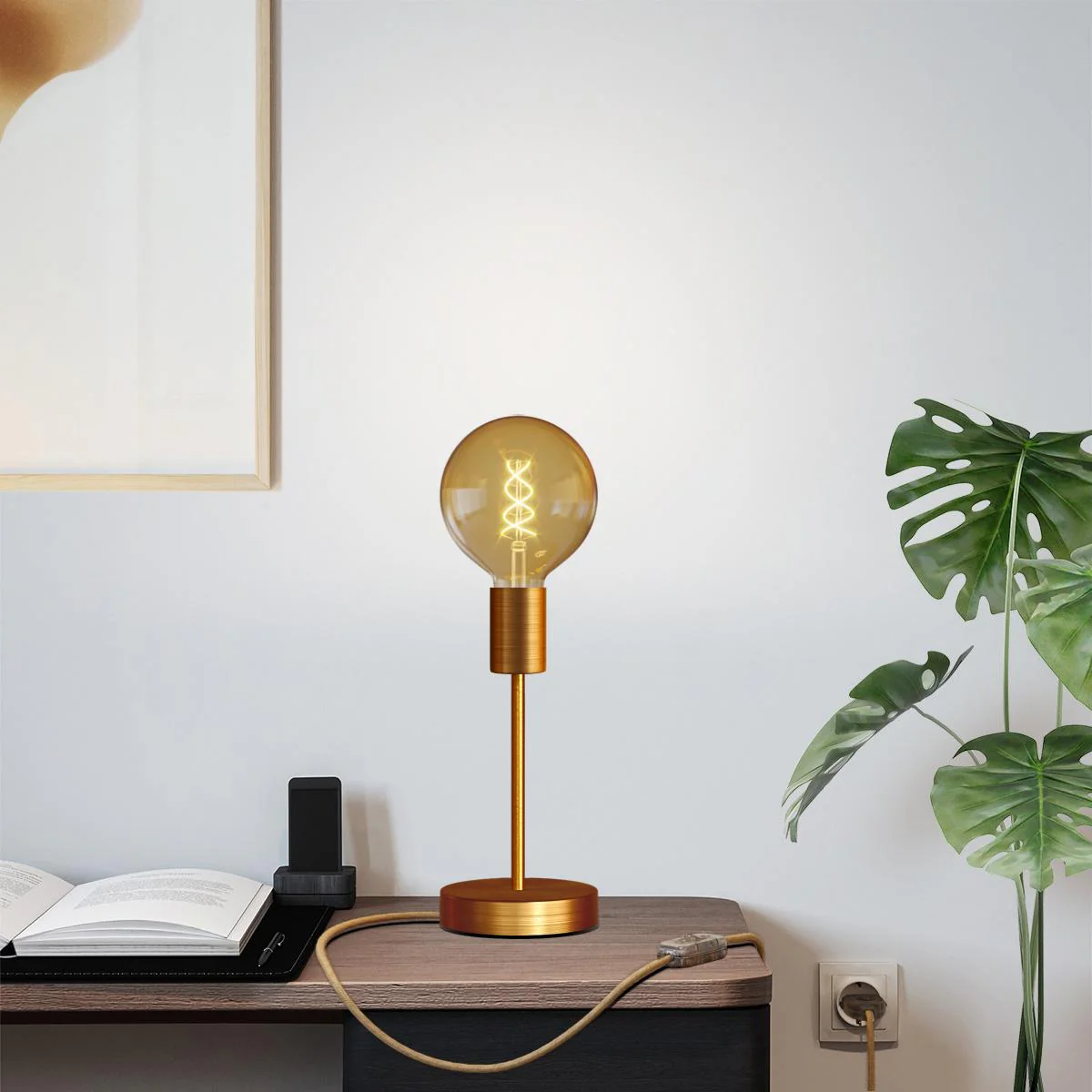 Alzaluce Globo table lamp in satin copper metal - Image 2