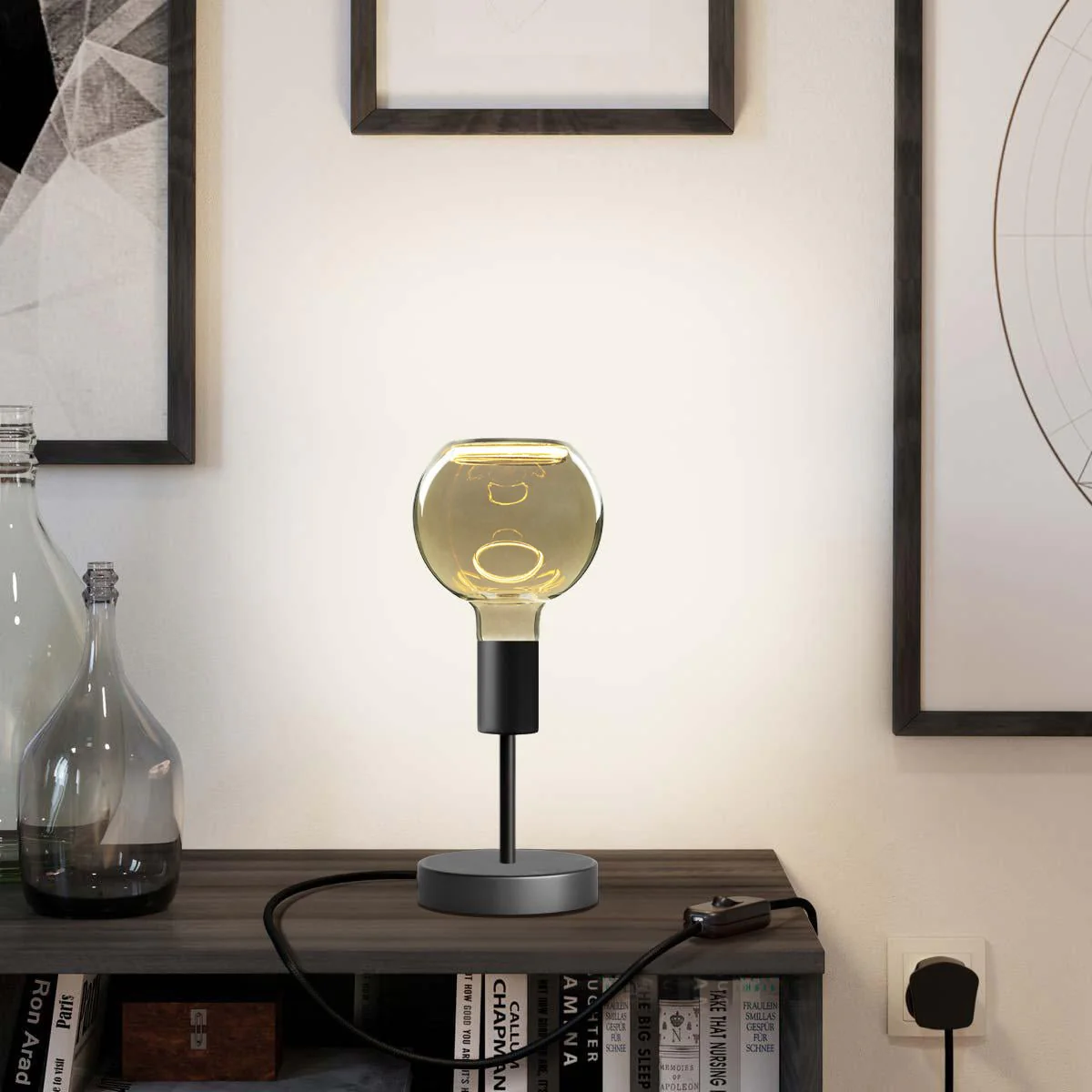 Alzaluce Globo Ghost table lamp in metal with UK plug - Matt black - Image 2