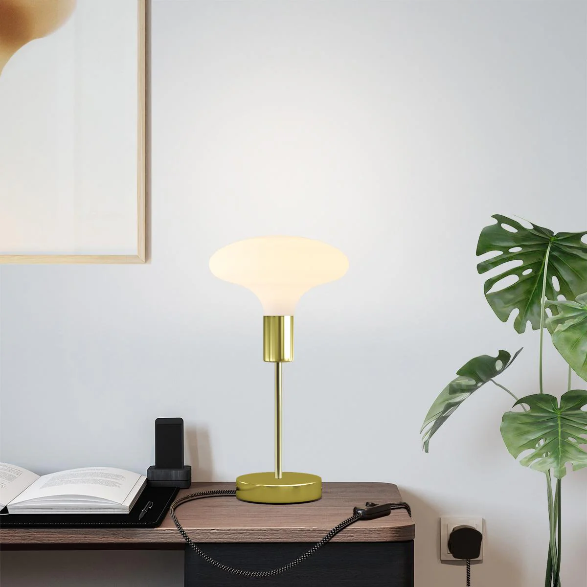 Alzaluce Idra table lamp in metal with UK plug - Brass - Image 2