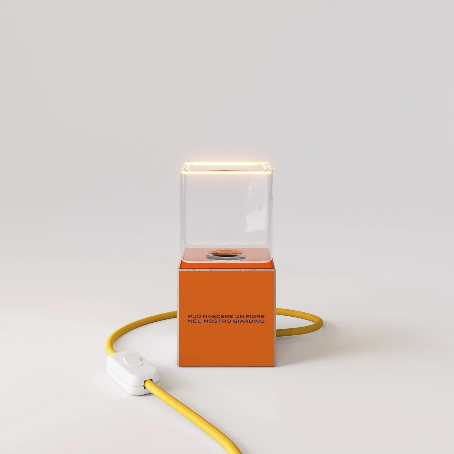 Cubetto table lamp “Può nascere un fiore” with UK Plug and Ghost Light bulb - Santomanifesto - Image 5