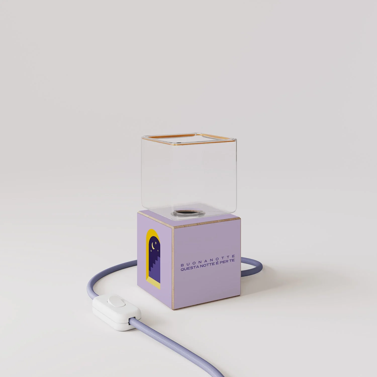 Cubetto table lamp "Buonanotte fiorellino" with UK plug and Ghost light bulb - Santomanifesto - Image 4