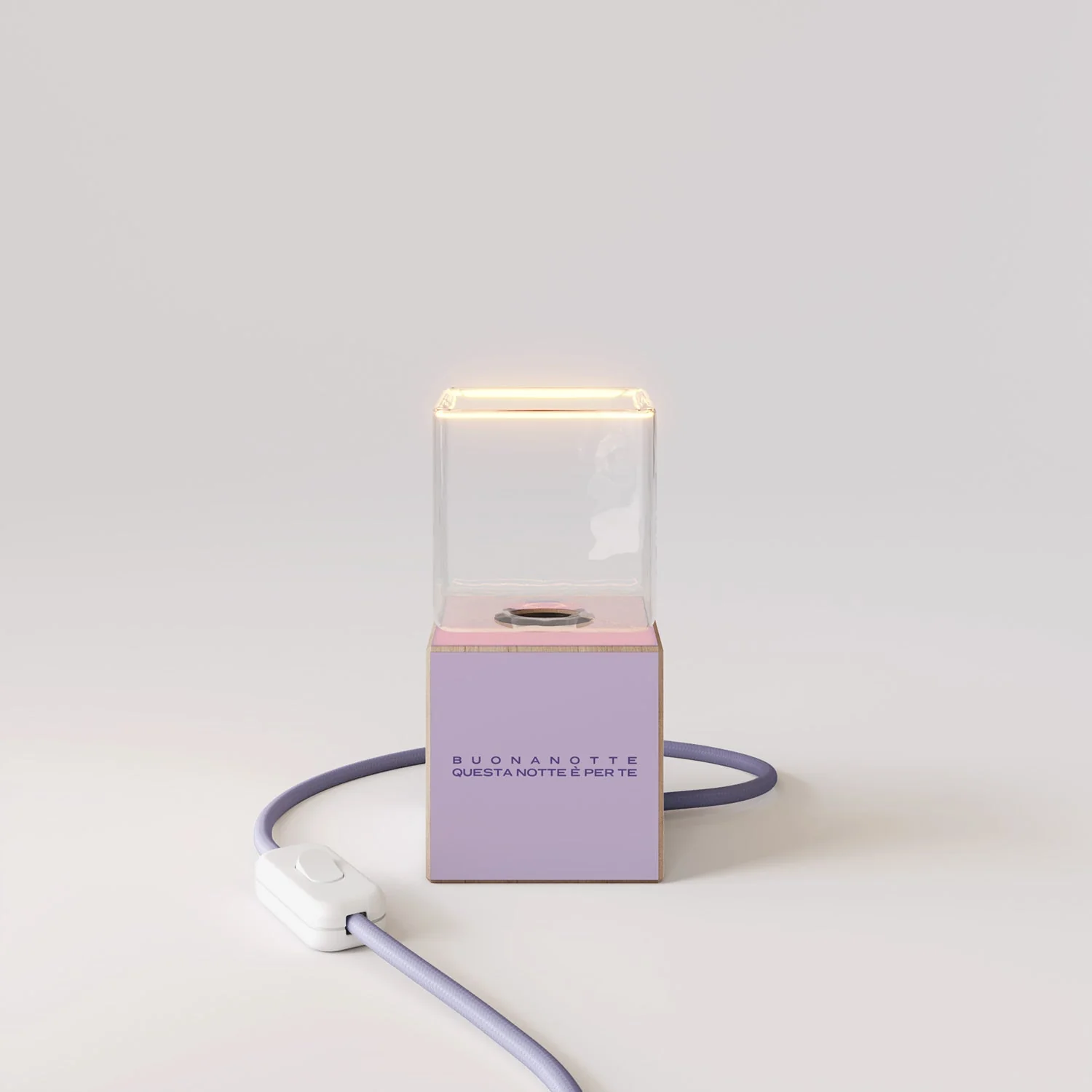 Cubetto table lamp "Buonanotte fiorellino" with UK plug and Ghost light bulb - Santomanifesto - Image 5