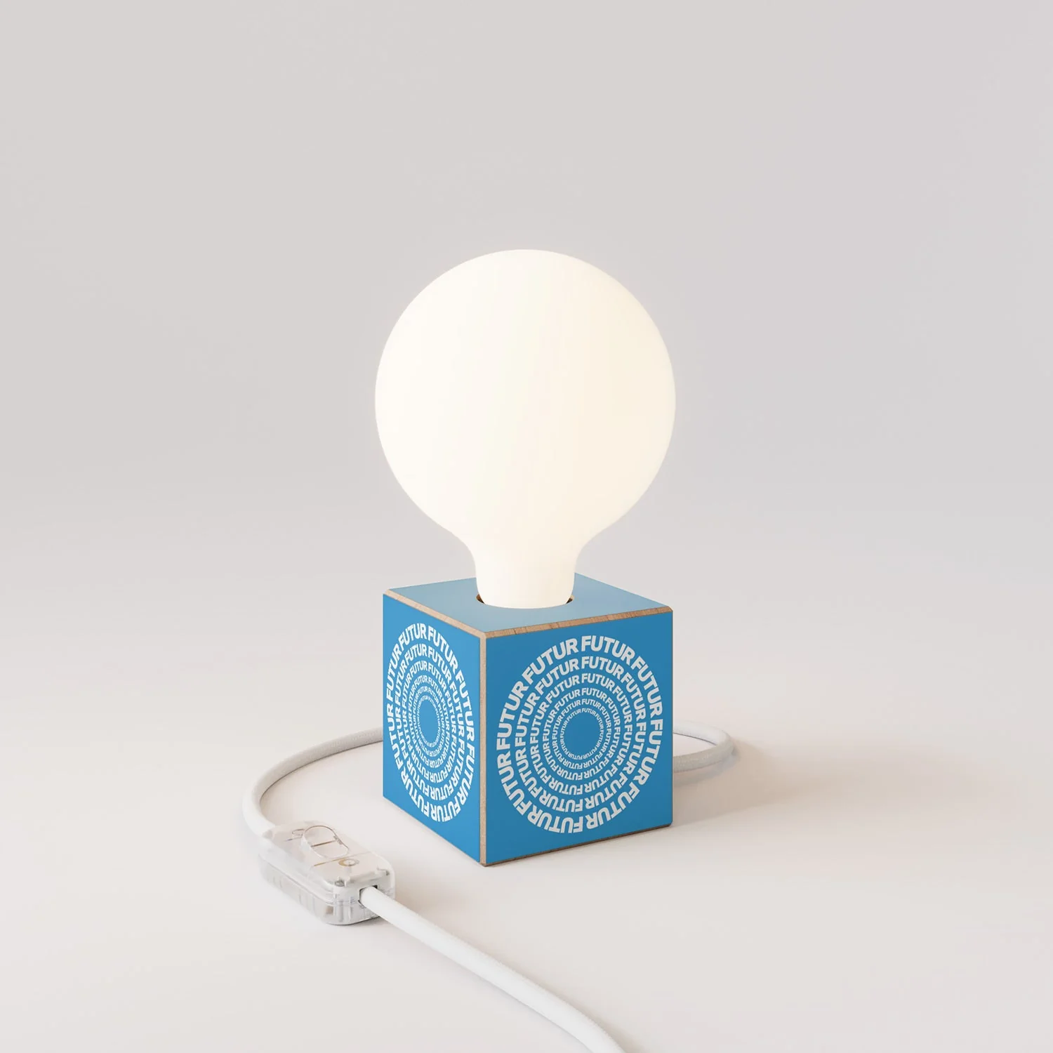 Cubetto table lamp "Futur" with porcelain-effect globe Light bulb - Futur festival