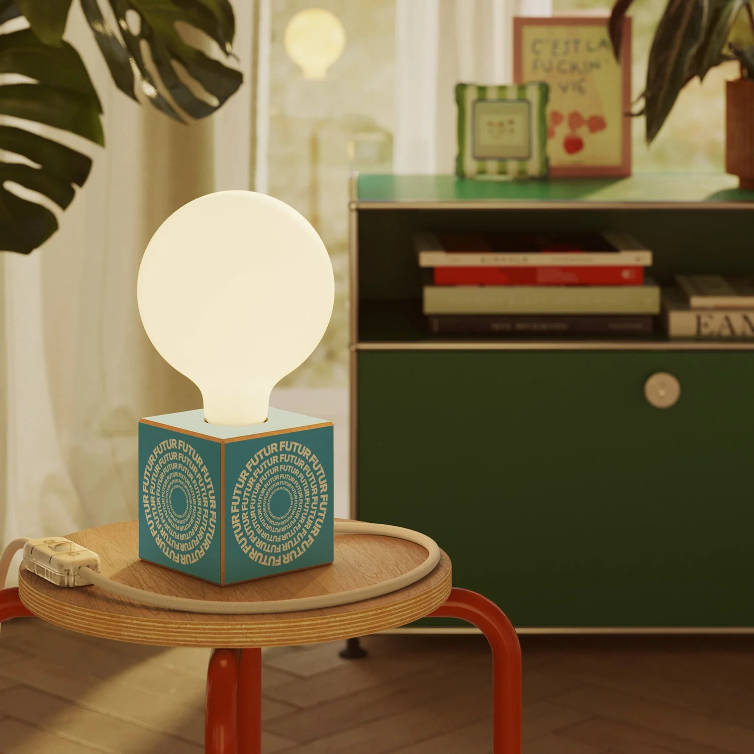 Cubetto table lamp "Futur" with porcelain-effect globe Light bulb - Futur festival - Image 2