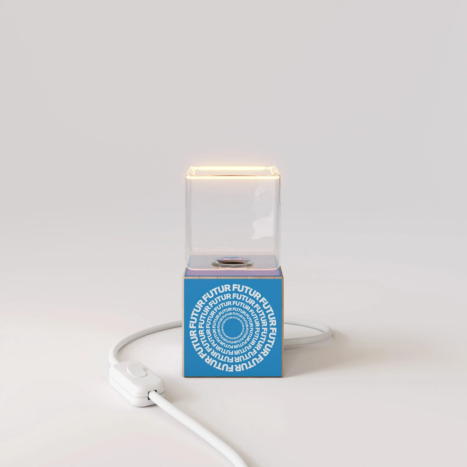 Cubetto table lamp "Futur" with UK plug and Ghost light bulb - Futur Festival - Image 5