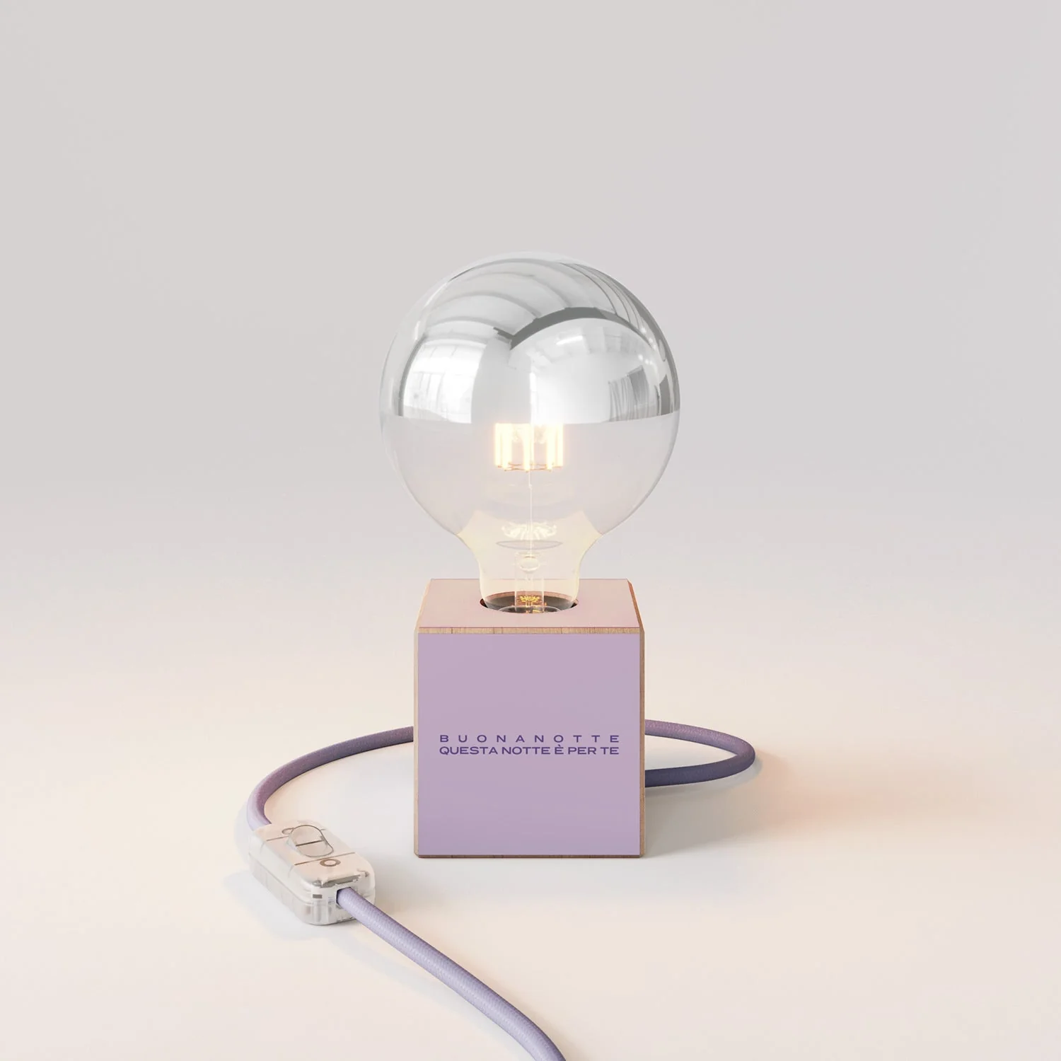 Cubetto table lamp "Buonanotte fiorellino" with half-silver globe light bulb - Santomanifesto - Image 4
