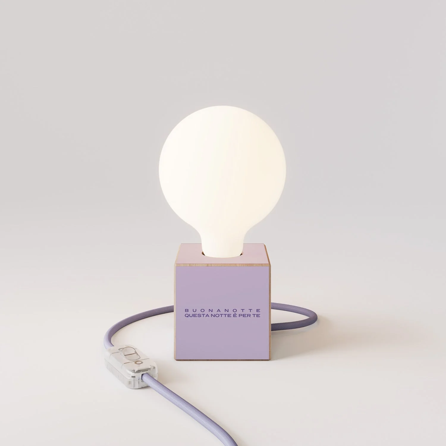 Cubetto table lamp "Buonanotte fiorellino" with porcelain-effect globe light bulb - Santomanifesto - Image 4
