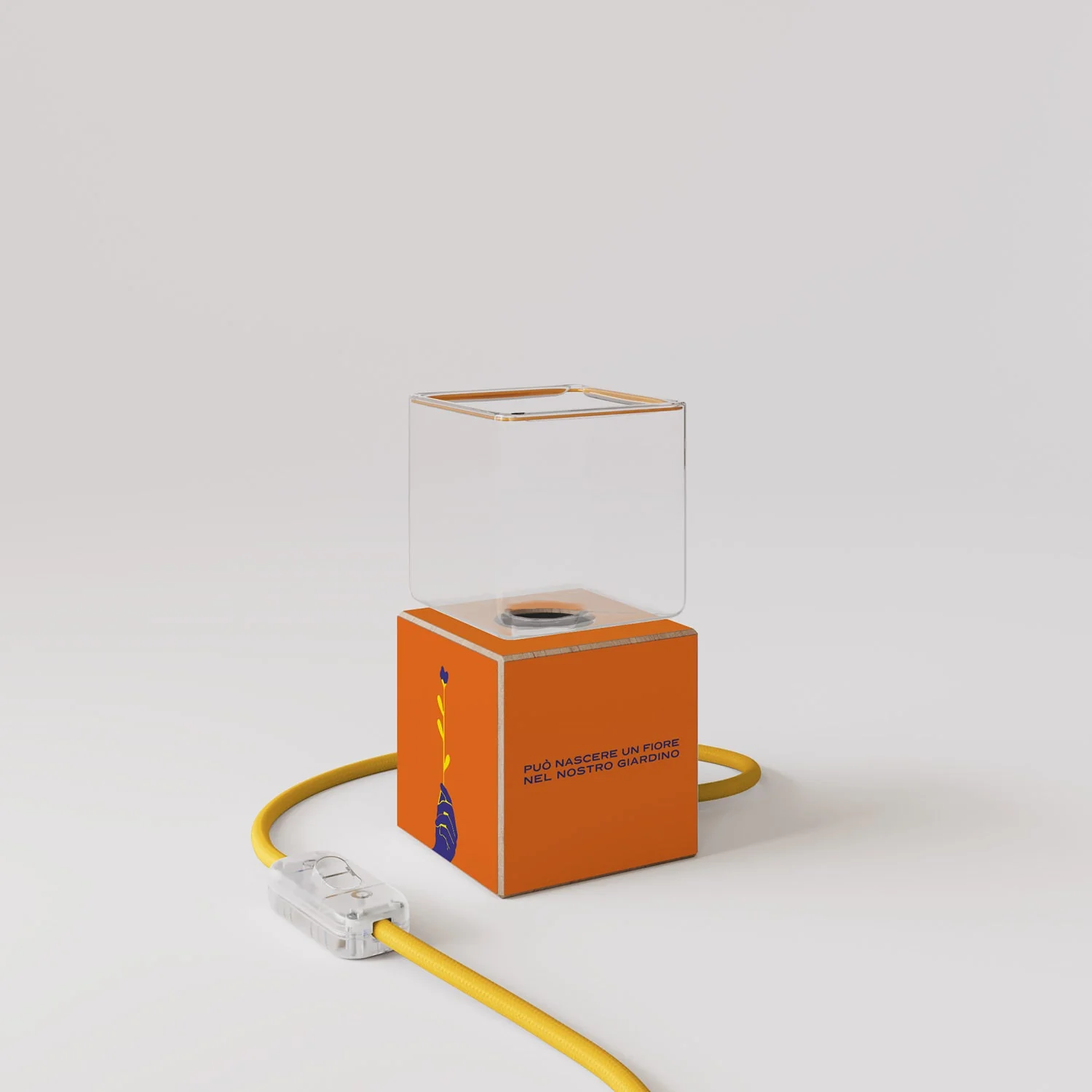 Cubetto table lamp “Può nascere un fiore” with Ghost Light bulb - Santomanifesto - Image 4
