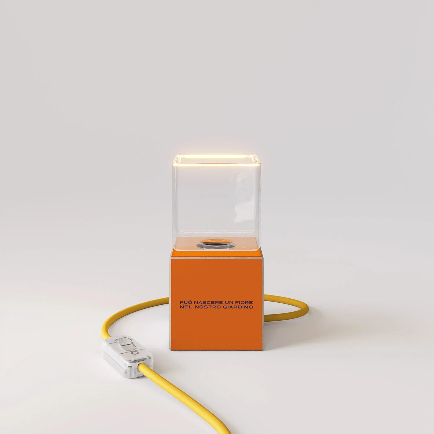 Cubetto table lamp “Può nascere un fiore” with Ghost Light bulb - Santomanifesto - Image 5