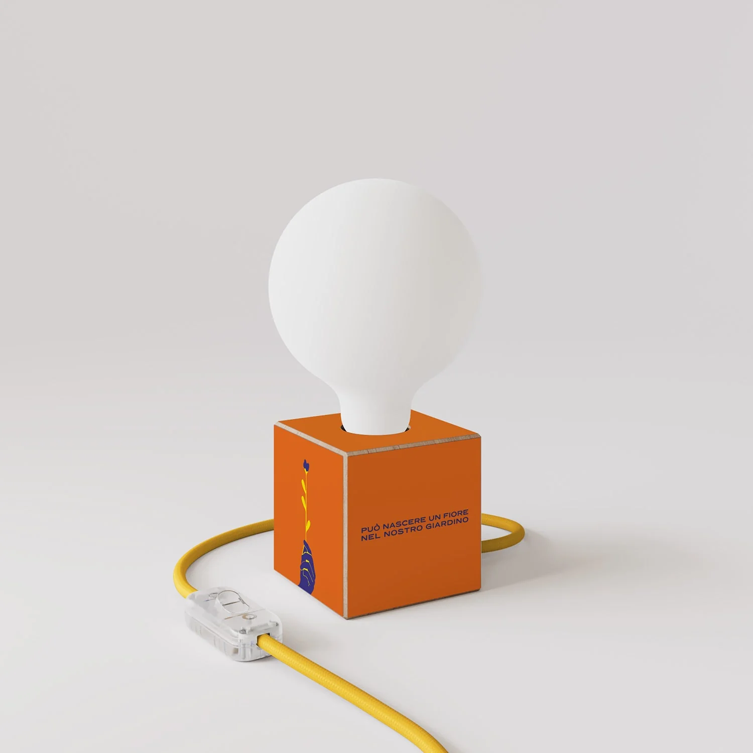 Cubetto Table Lamp "A Flower Can Be Born" with porcelain effect globe light bulb - Santomanifesto - Image 3