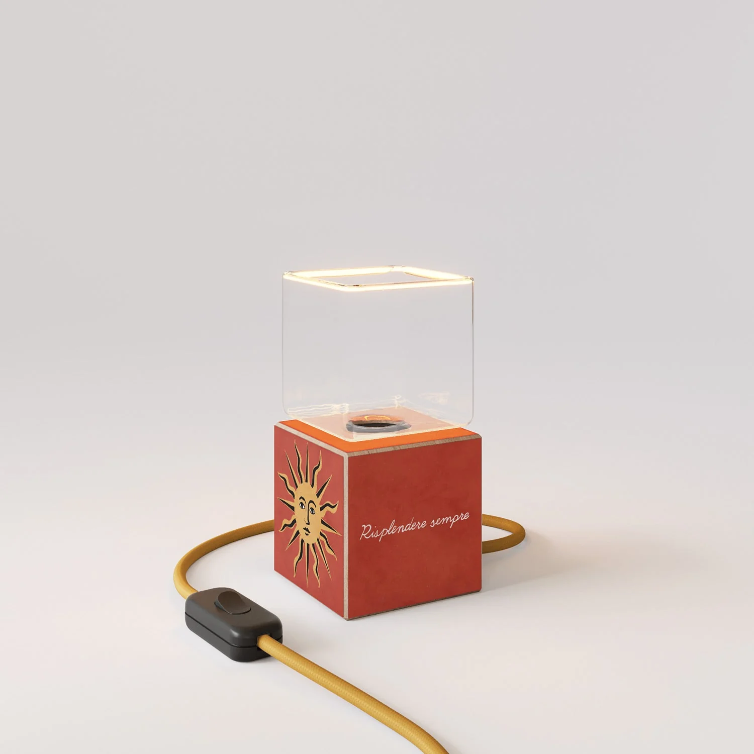 Cubetto Table Lamp "The Sun" with UK plug and Ghost light bulb - Santomanifesto