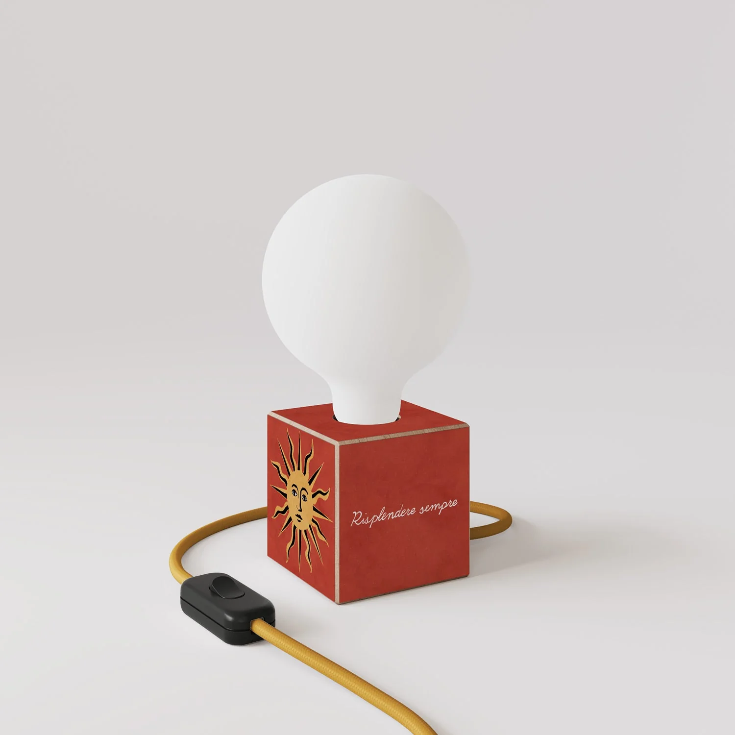Cubetto table lamp "Il sole" with UK Plug and porcelain-effect globe Light bulb - Santomanifesto - Image 3