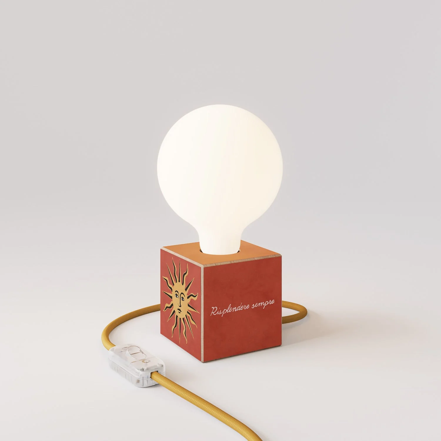 Cubetto table lamp "The sun" with porcelain-effect globe Light bulb - Santomanifesto