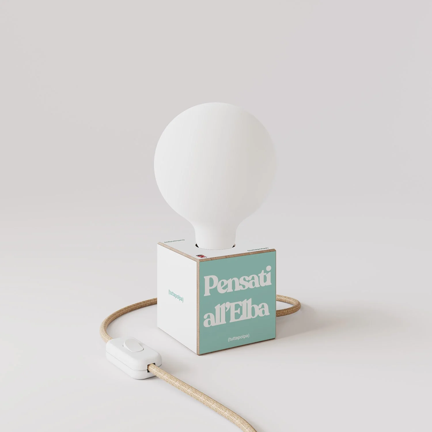 Cubetto table lamp "Think of yourself in Elba" with porcelain-effect globe Light bulb - Tuttapolpa - Image 3